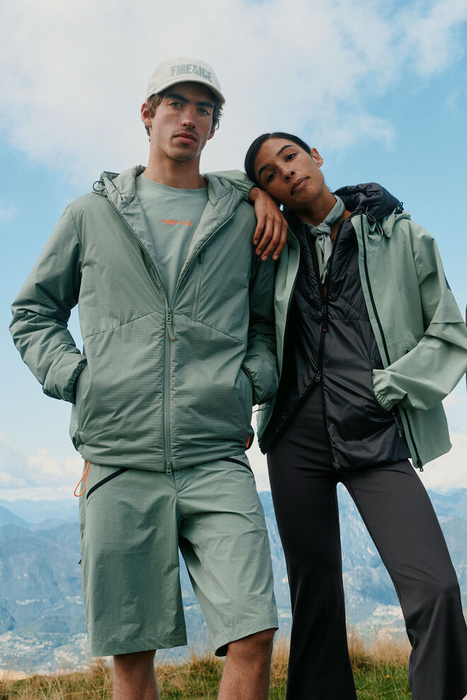 Model in FIRE+ICE Active Wear style in eucalyptus.