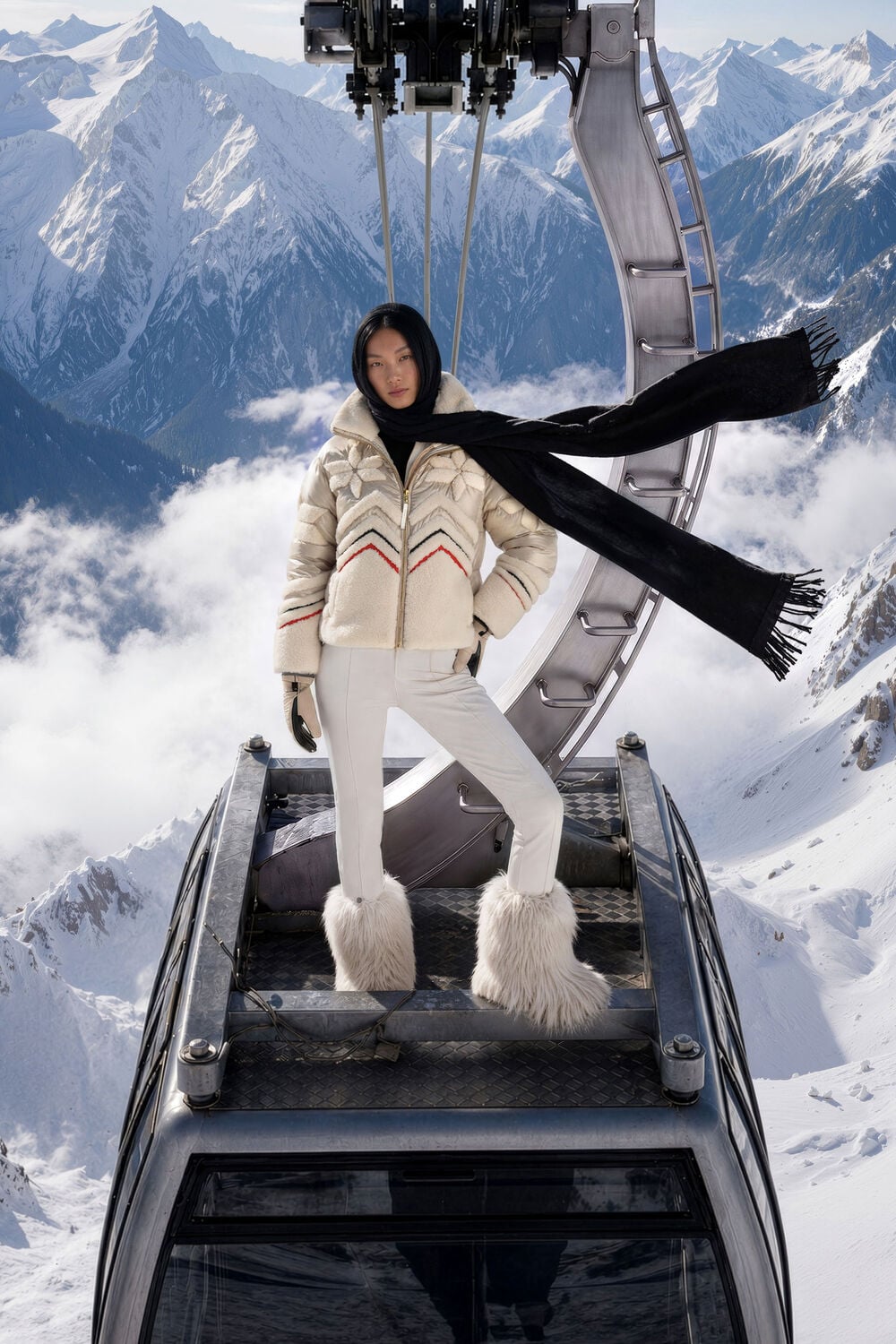 In this picture, the model is wearing the Felia outdoor jacket from the BOGNER Collector&rsquo;s Items 2.0 collection.