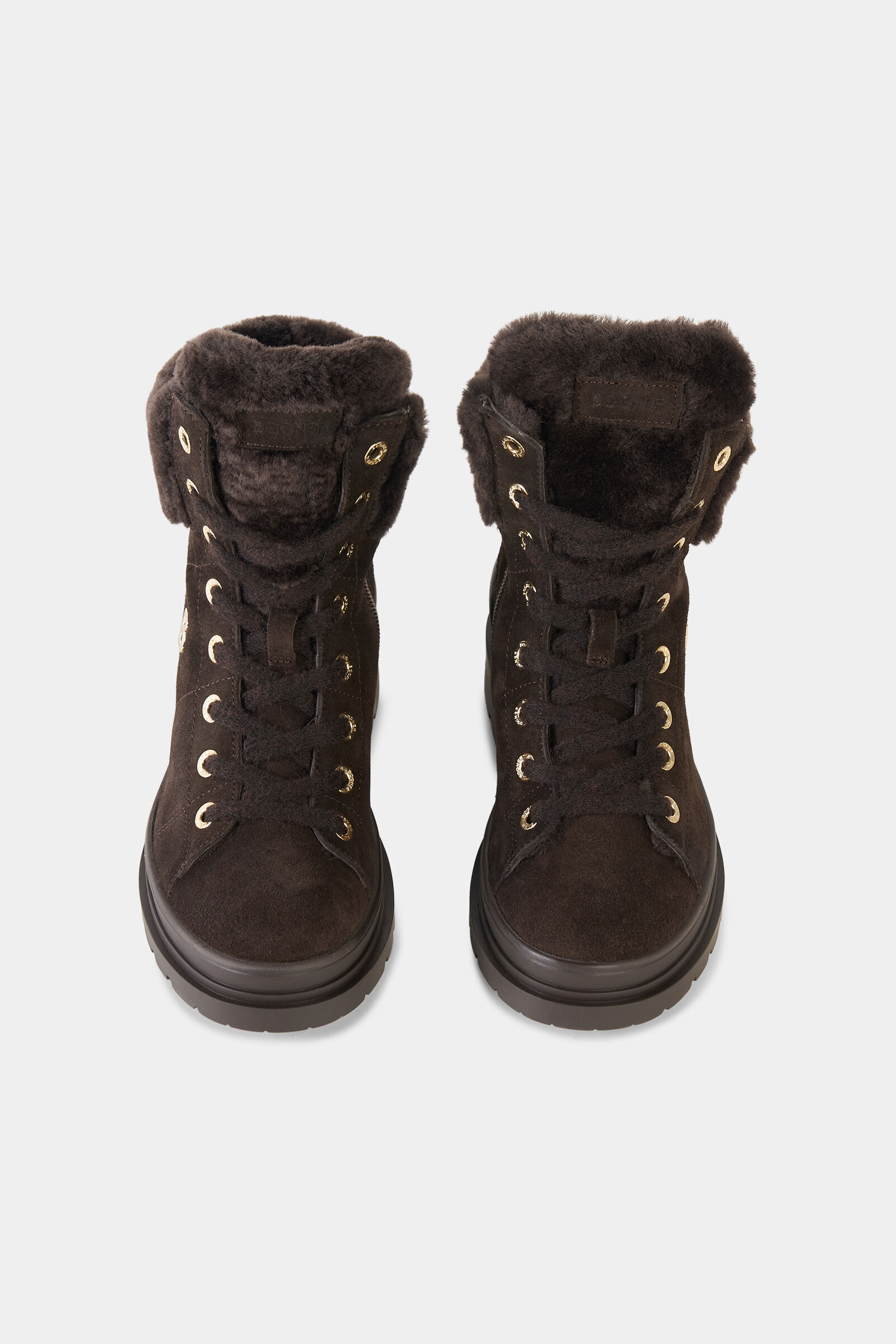St. Moritz Lace-Up Boots with Spikes Dark brown
