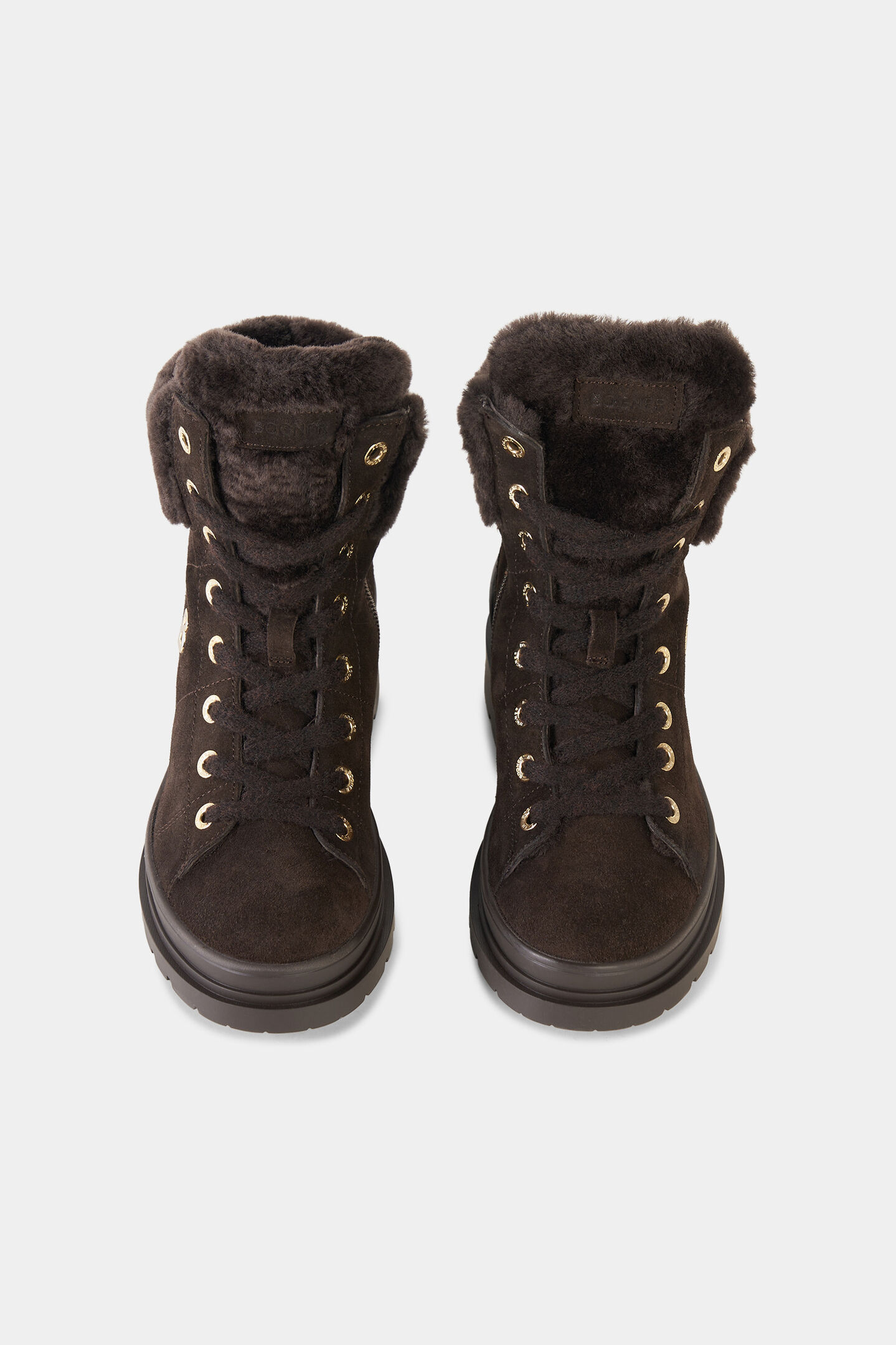 St. Moritz Lace-Up Boots with Spikes Dark brown