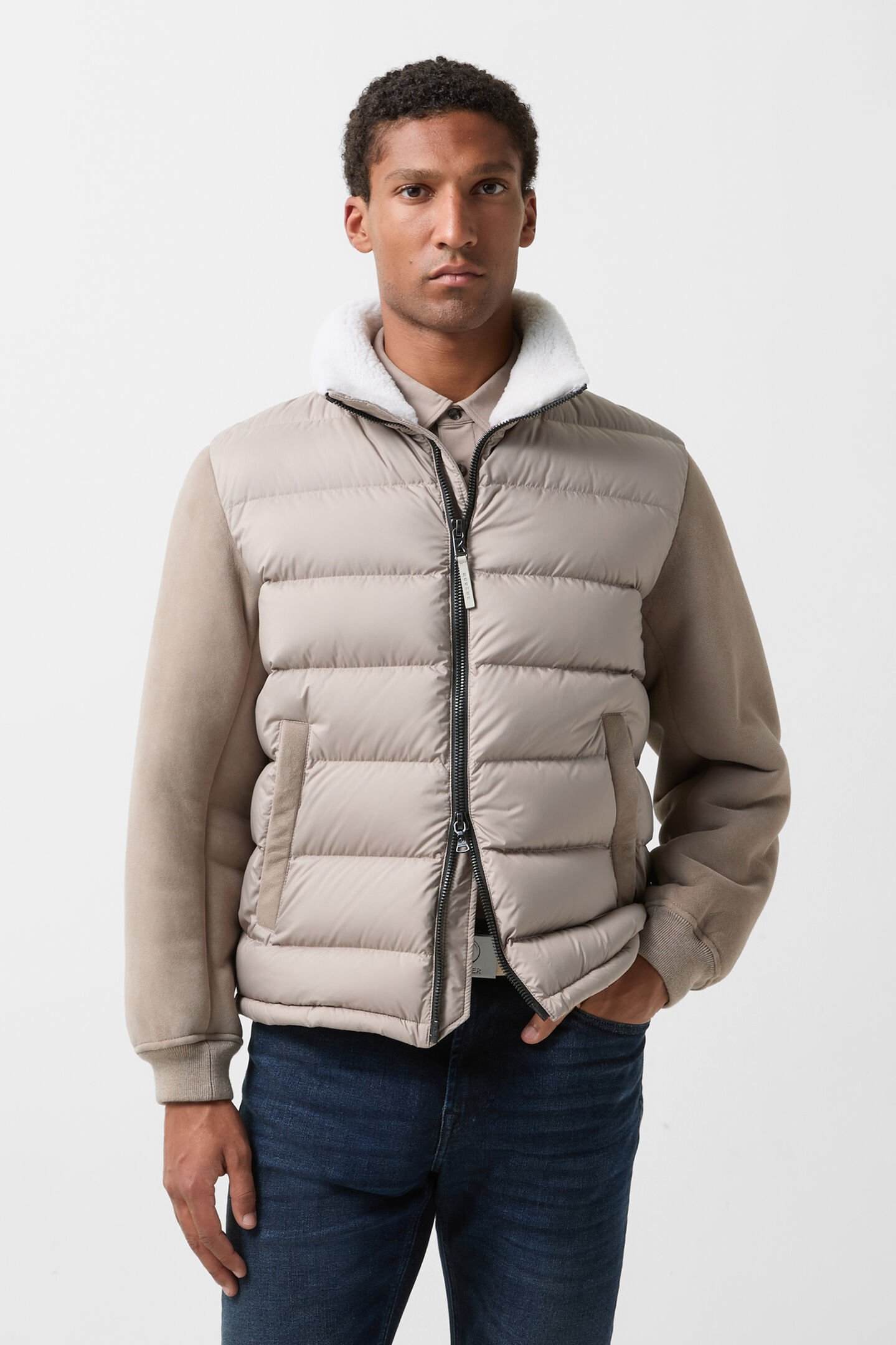 Aleco hybrid down jacket Greige