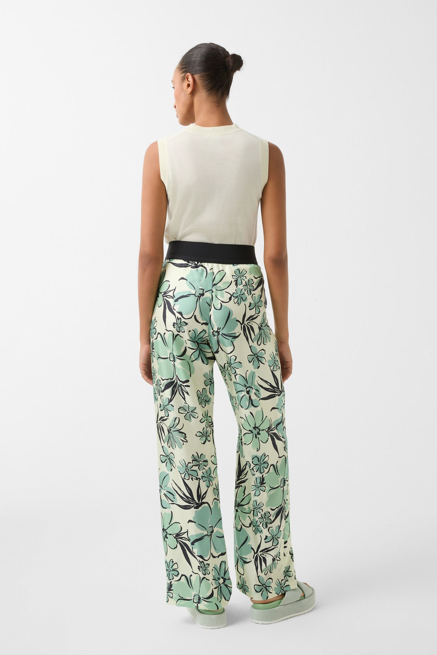 Seidenhose Jacky Vanille/Grün