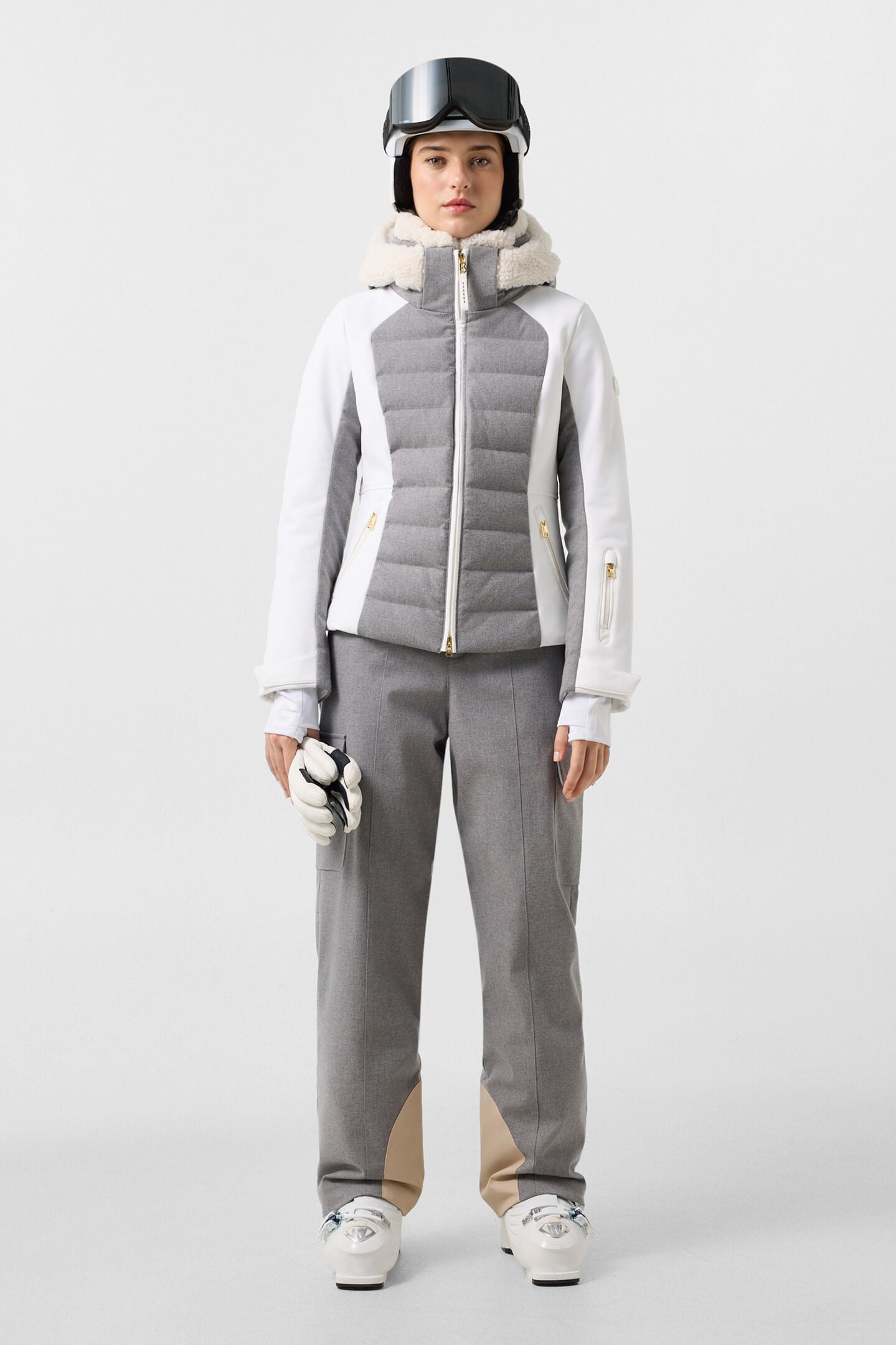 Linn Down Ski Jacket Light grey/off-white