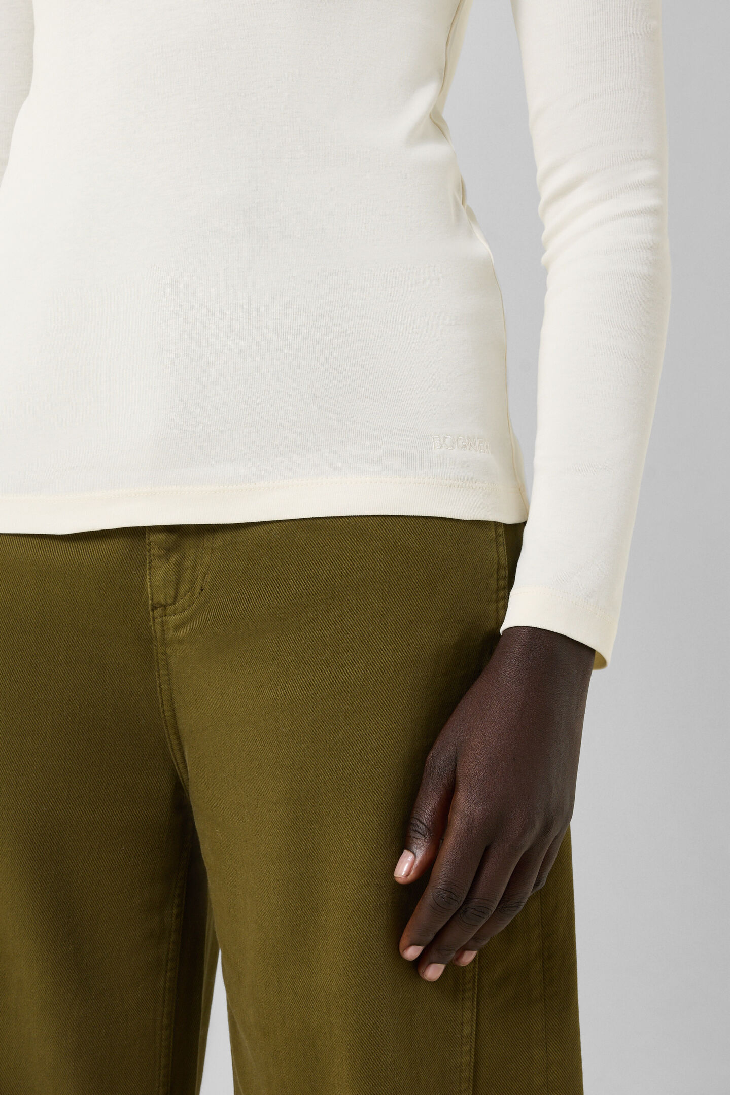 Baumwoll-Longsleeve Nikini Off-White