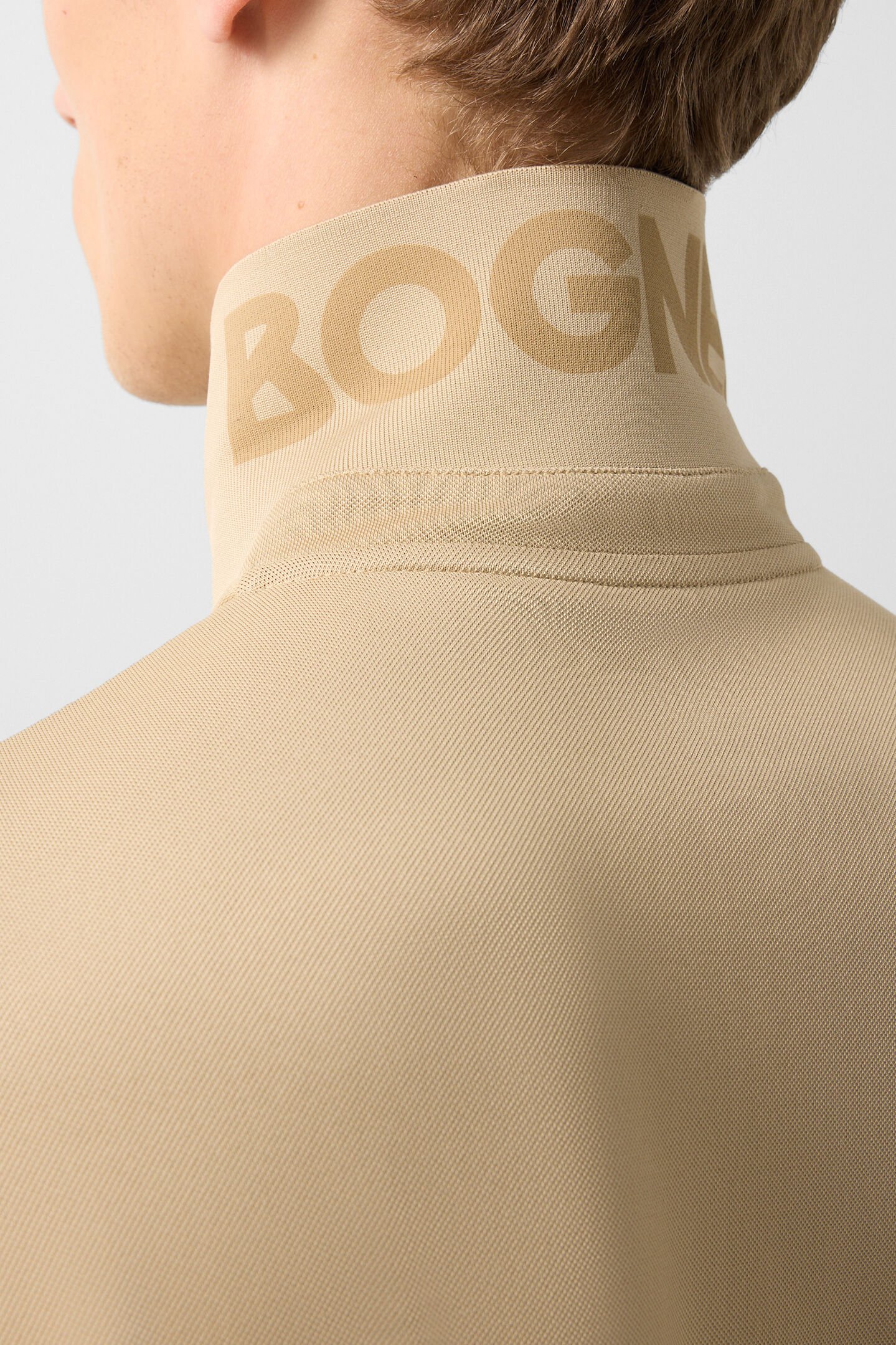 Funktions-Polo-Shirt Cuno Beige/Wei&szlig;