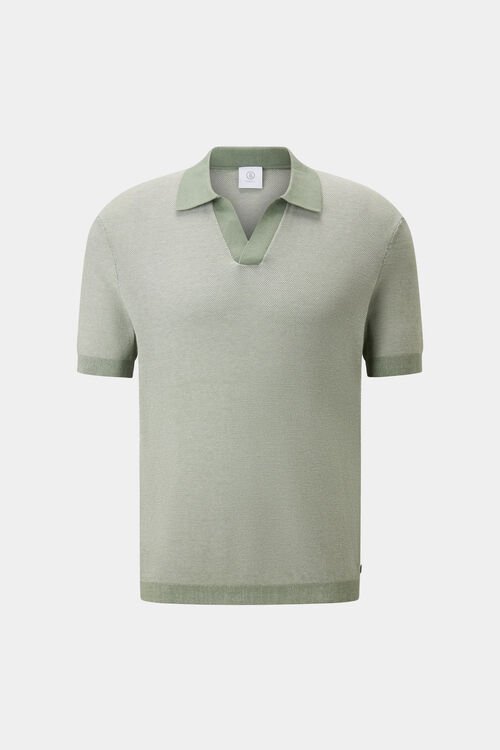 Lyon knitted polo shirt Eucalyptus