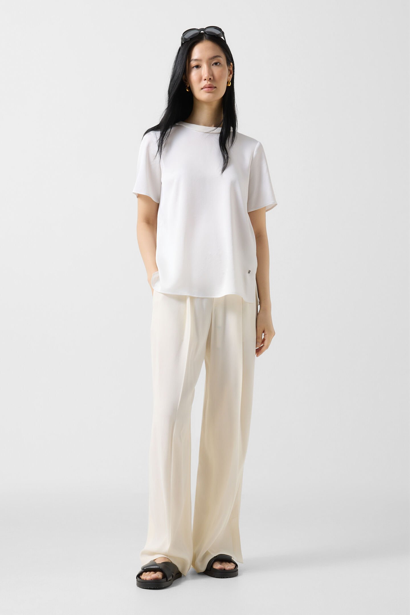 T-shirt en satin Dylan Blanc