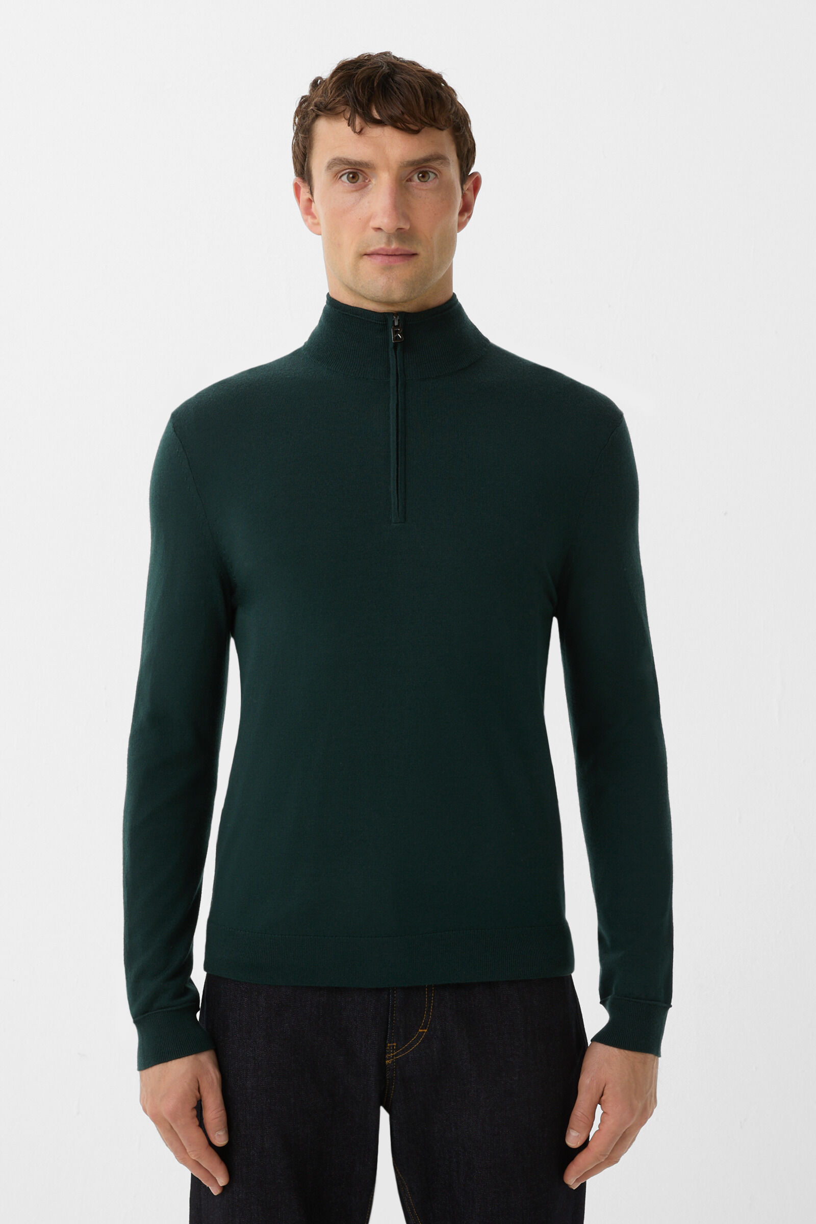 Ouri fine knit troyer Dark green