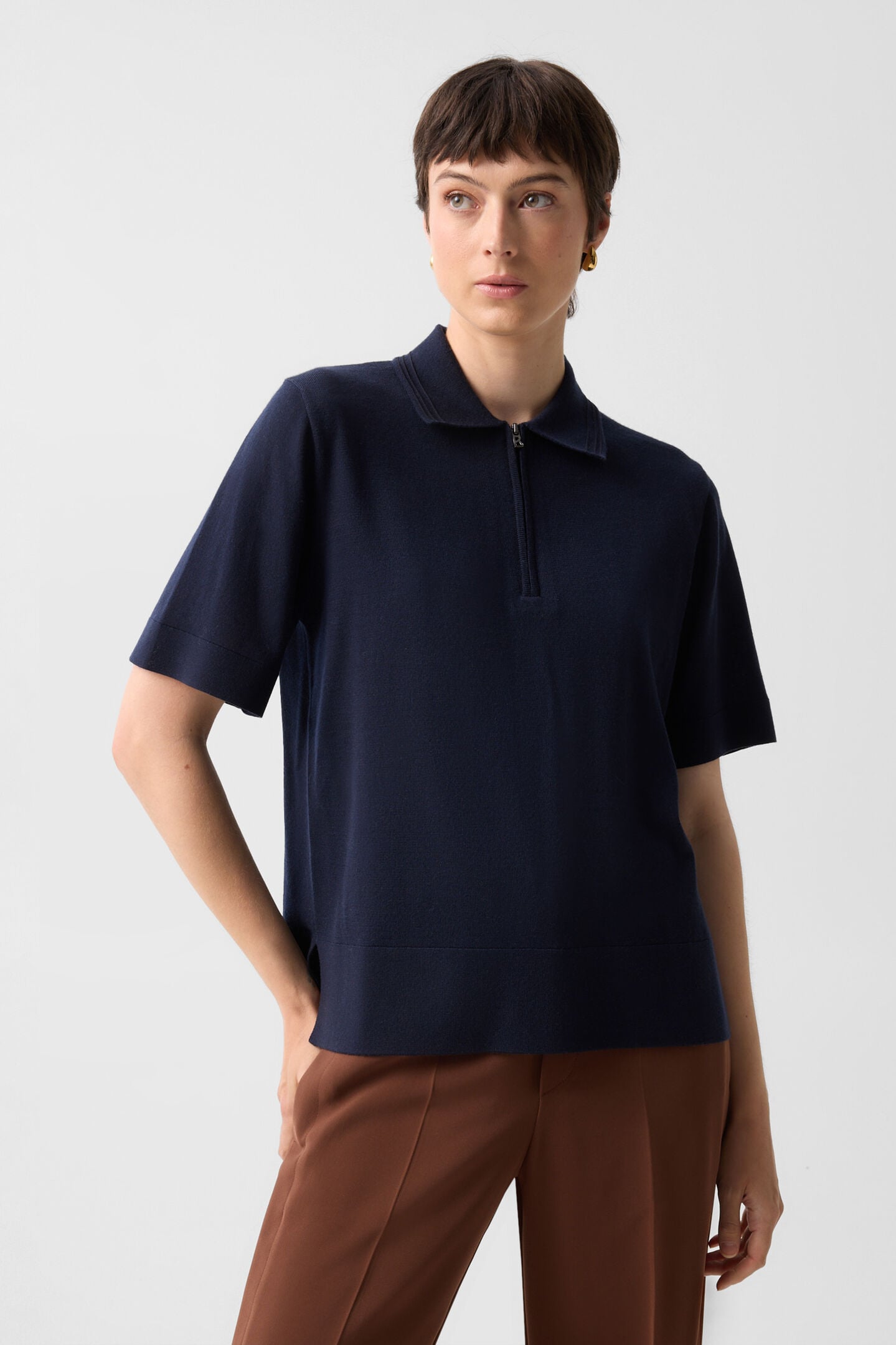 Maureen virgin wool polo shirt Navy blue