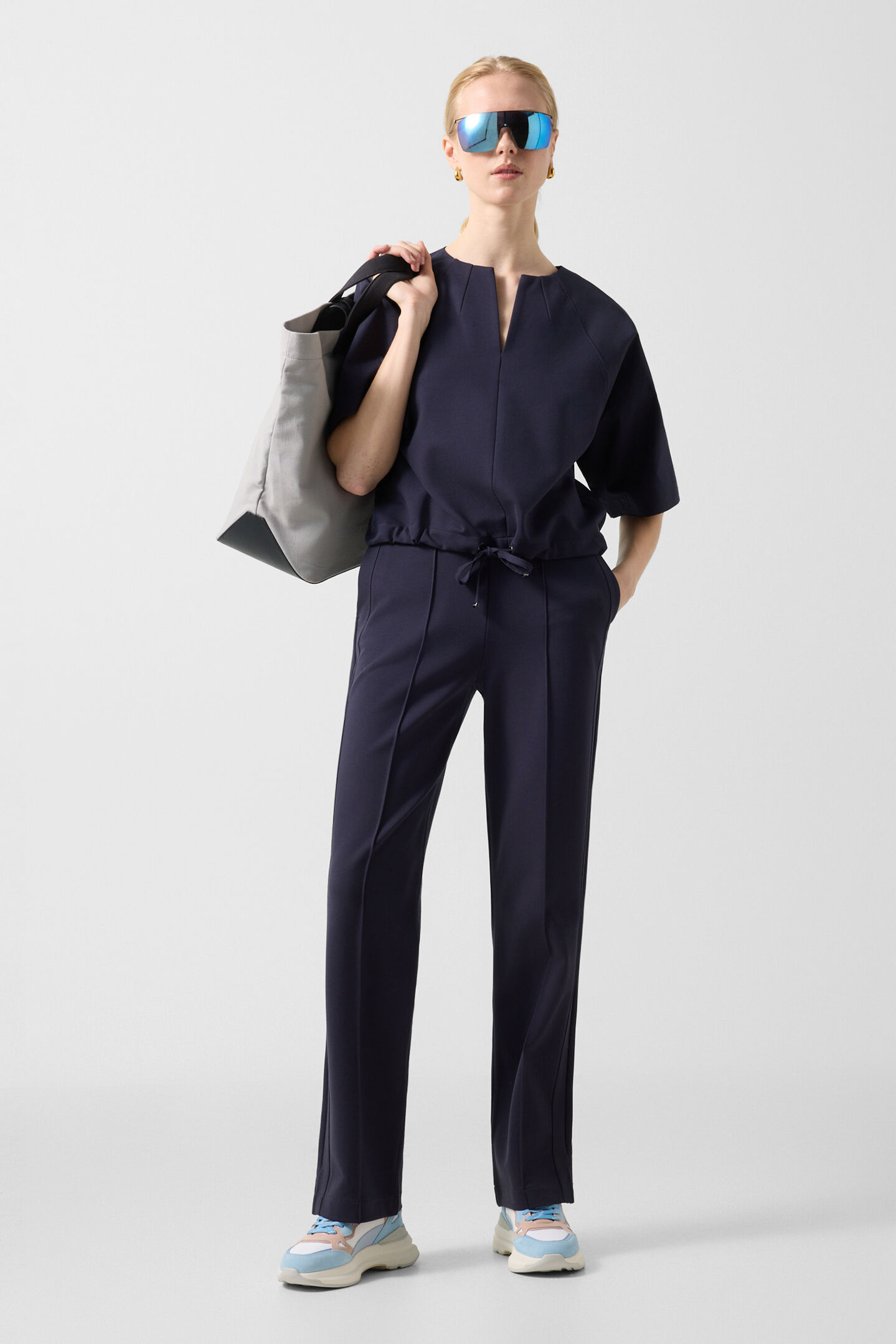 Penny jersey trousers Navy blue