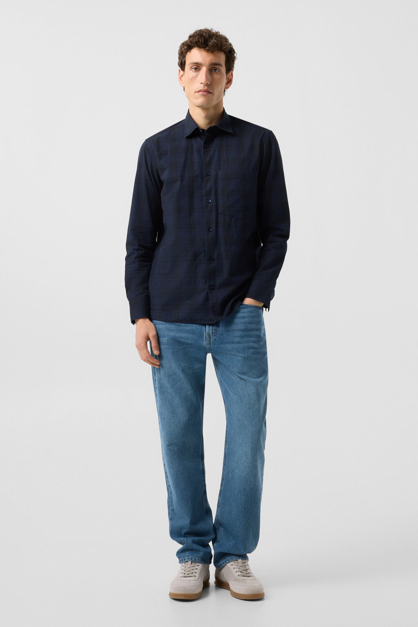 Hardy cotton shirt Navy blue/black