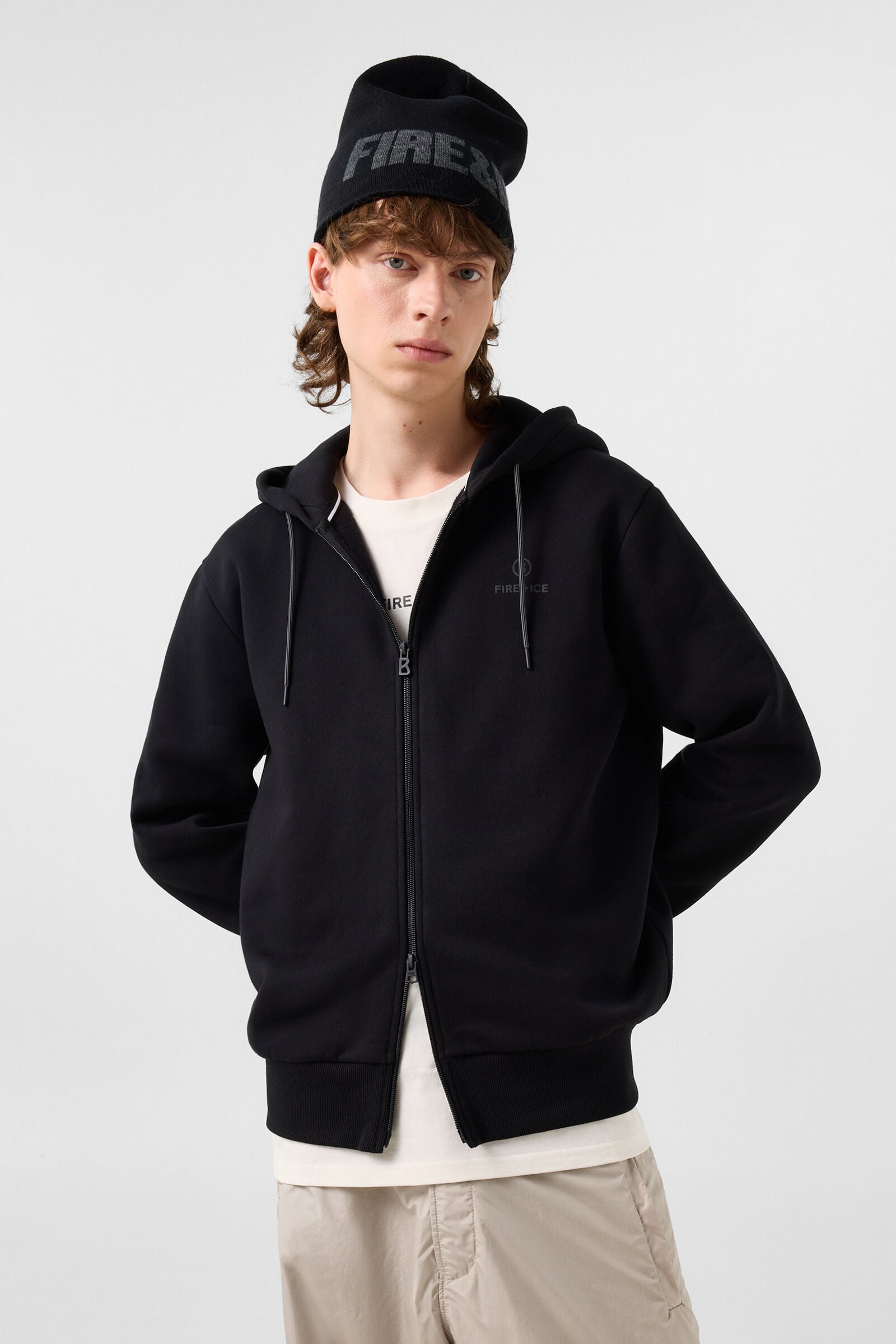 Corbell cotton hoodie jersey jacket Black