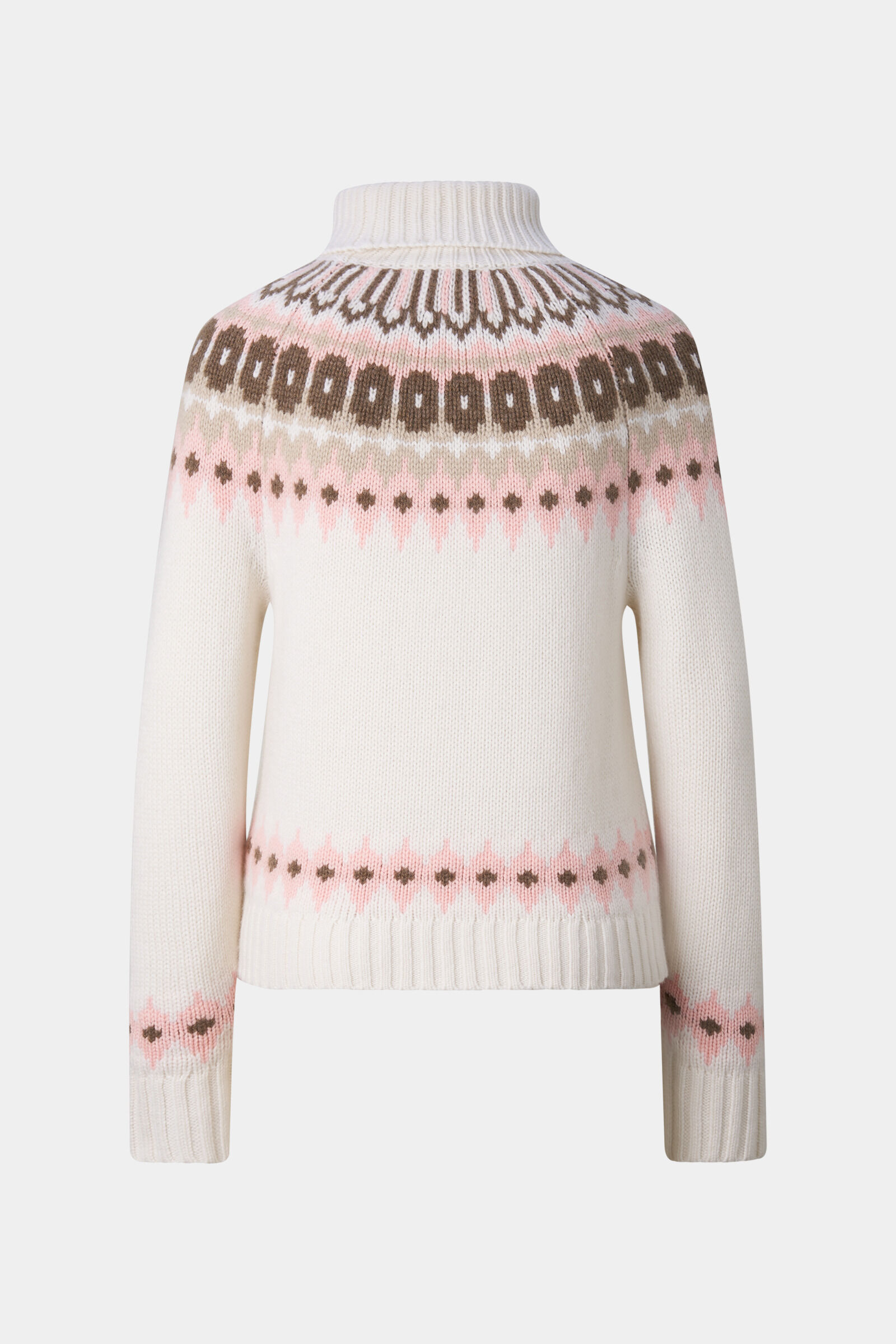 Ingrid Cashmere Norwegian Pullover Off-White/Pink/Brown