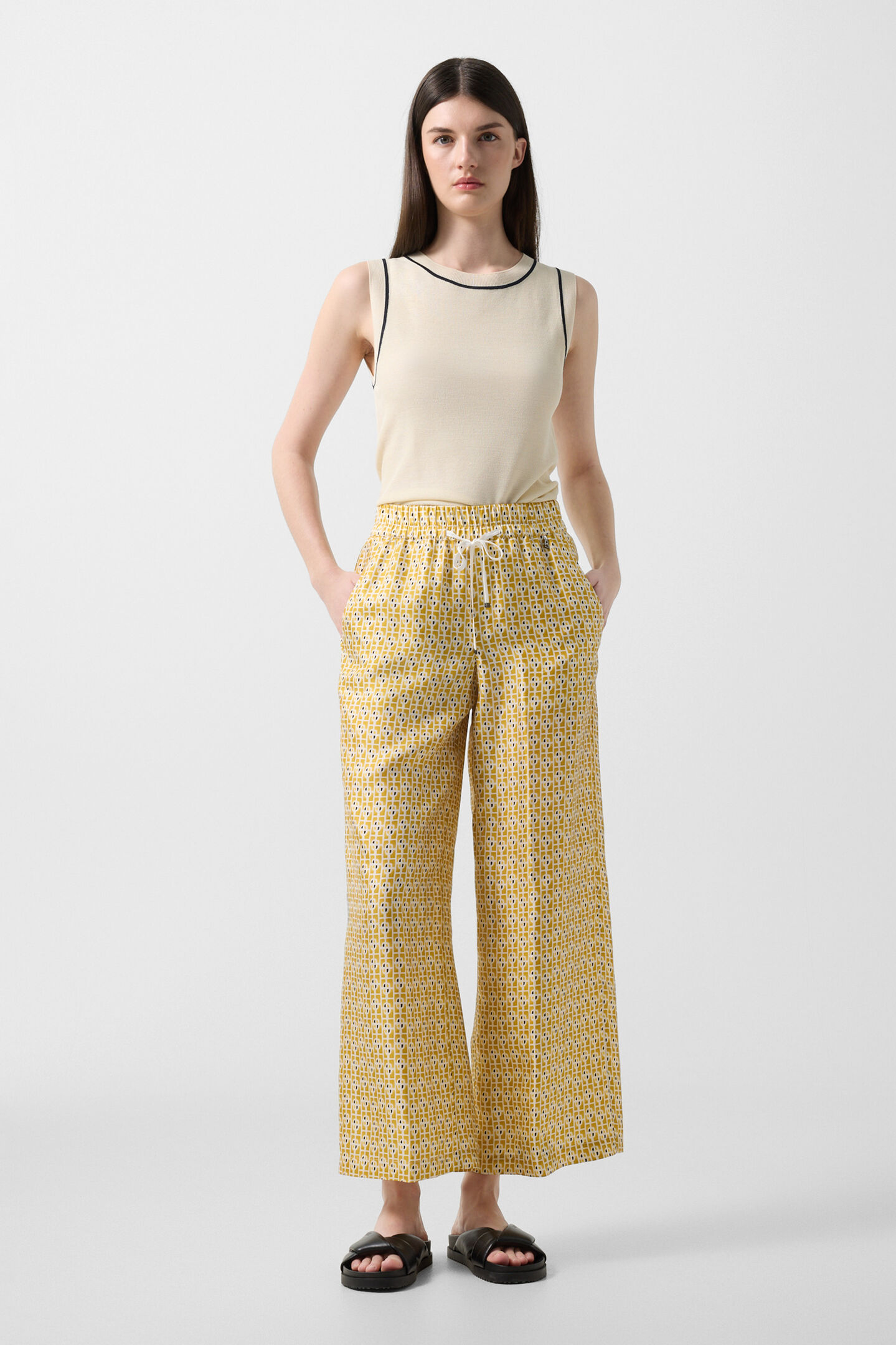 Emmy silk trousers Yellow/cream