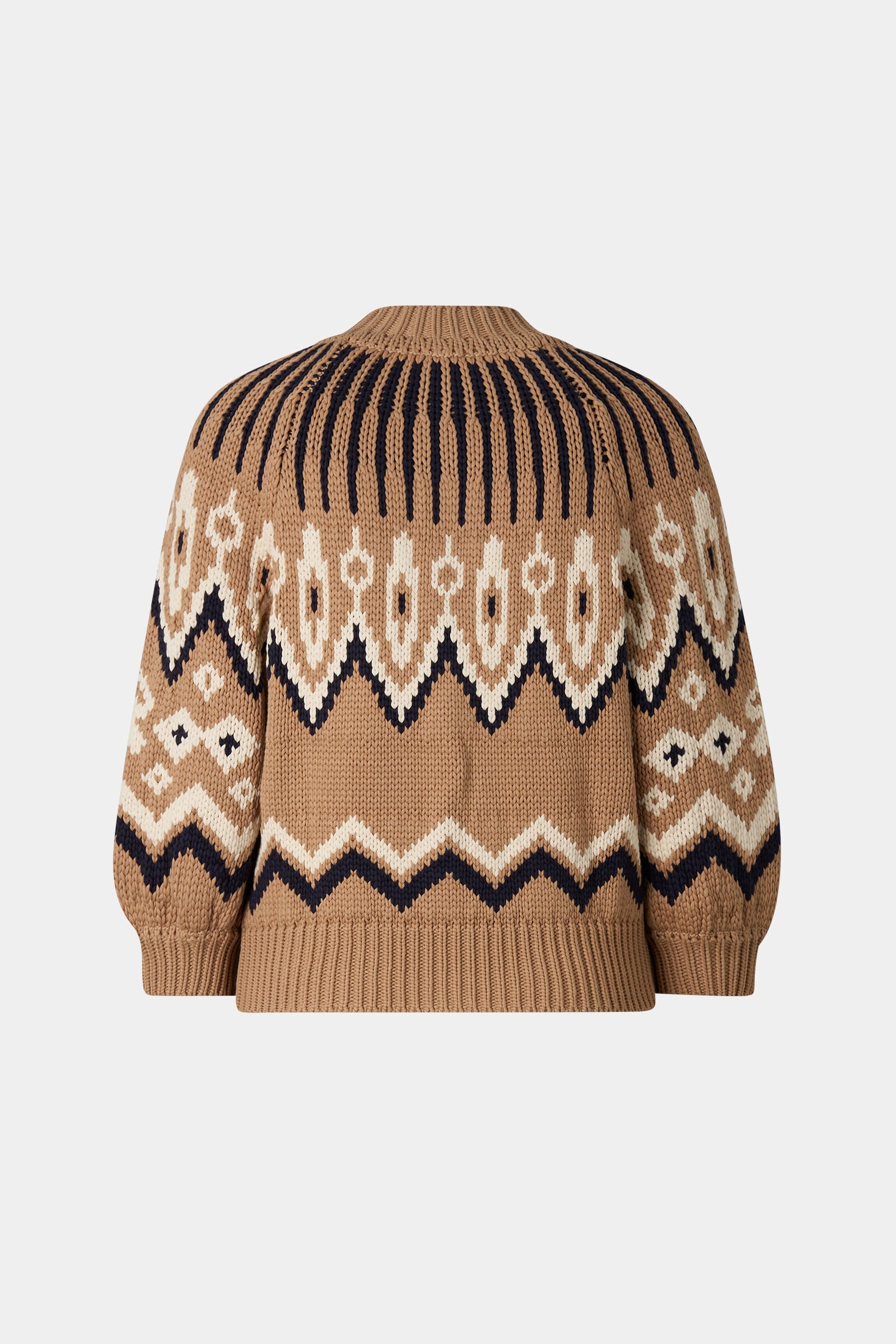 Norwegian knit jacket Aurora Camel/black