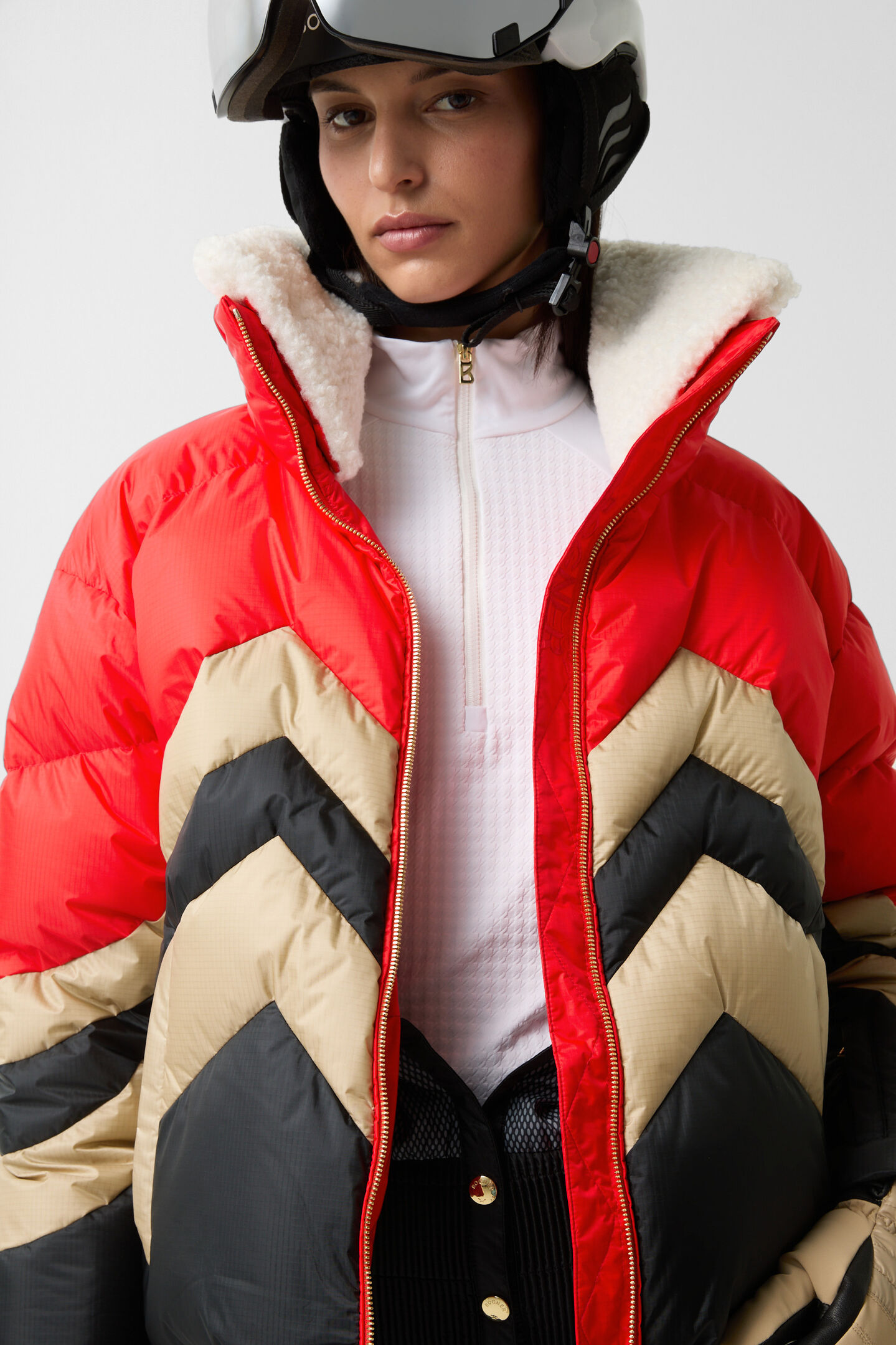 Valea down ski jacket Red/beige/black