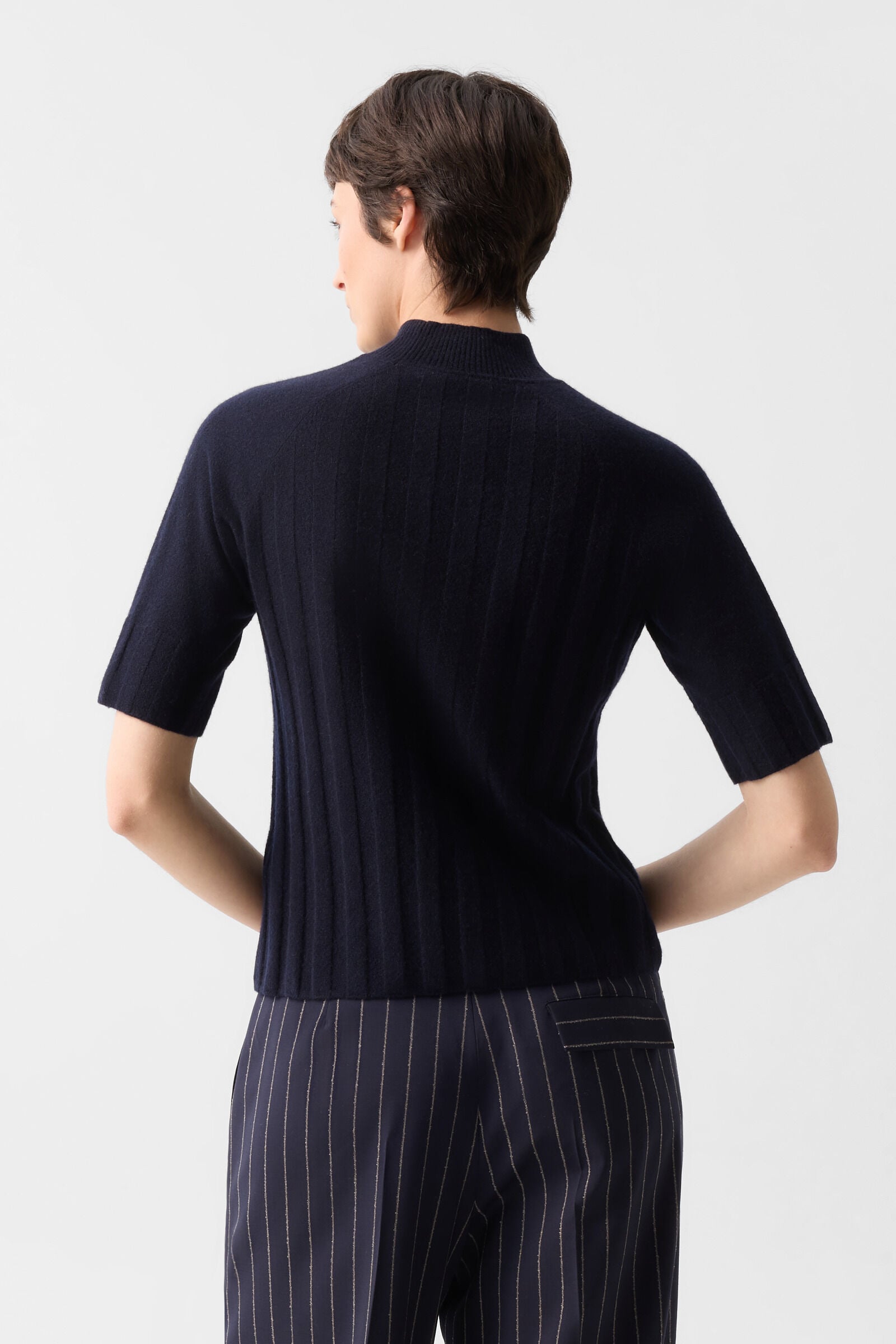 Schurwoll-Kaschmir-Shirt Tina Navy-Blau