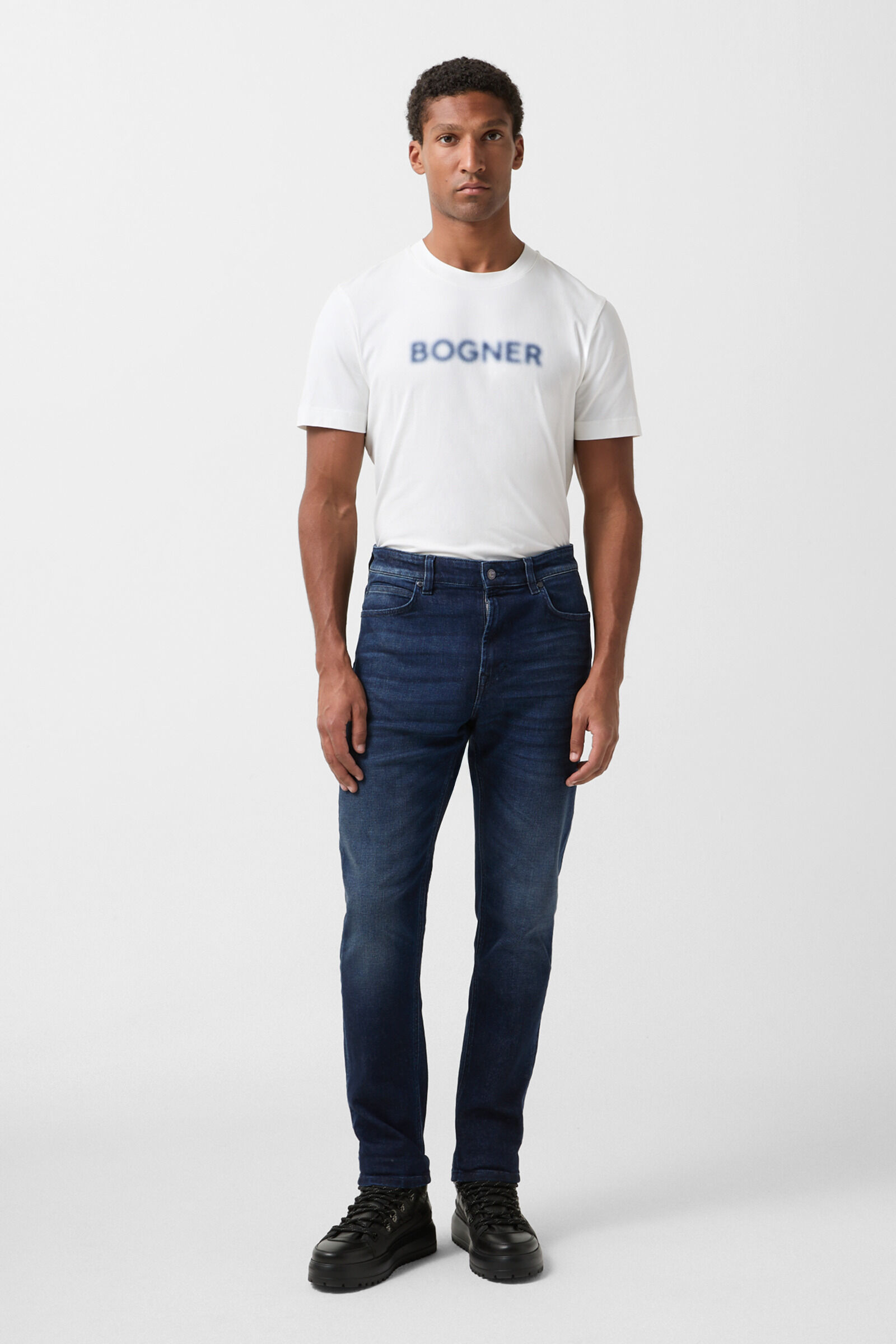 Jeans coniques Brian Bleu denim fonc&eacute;