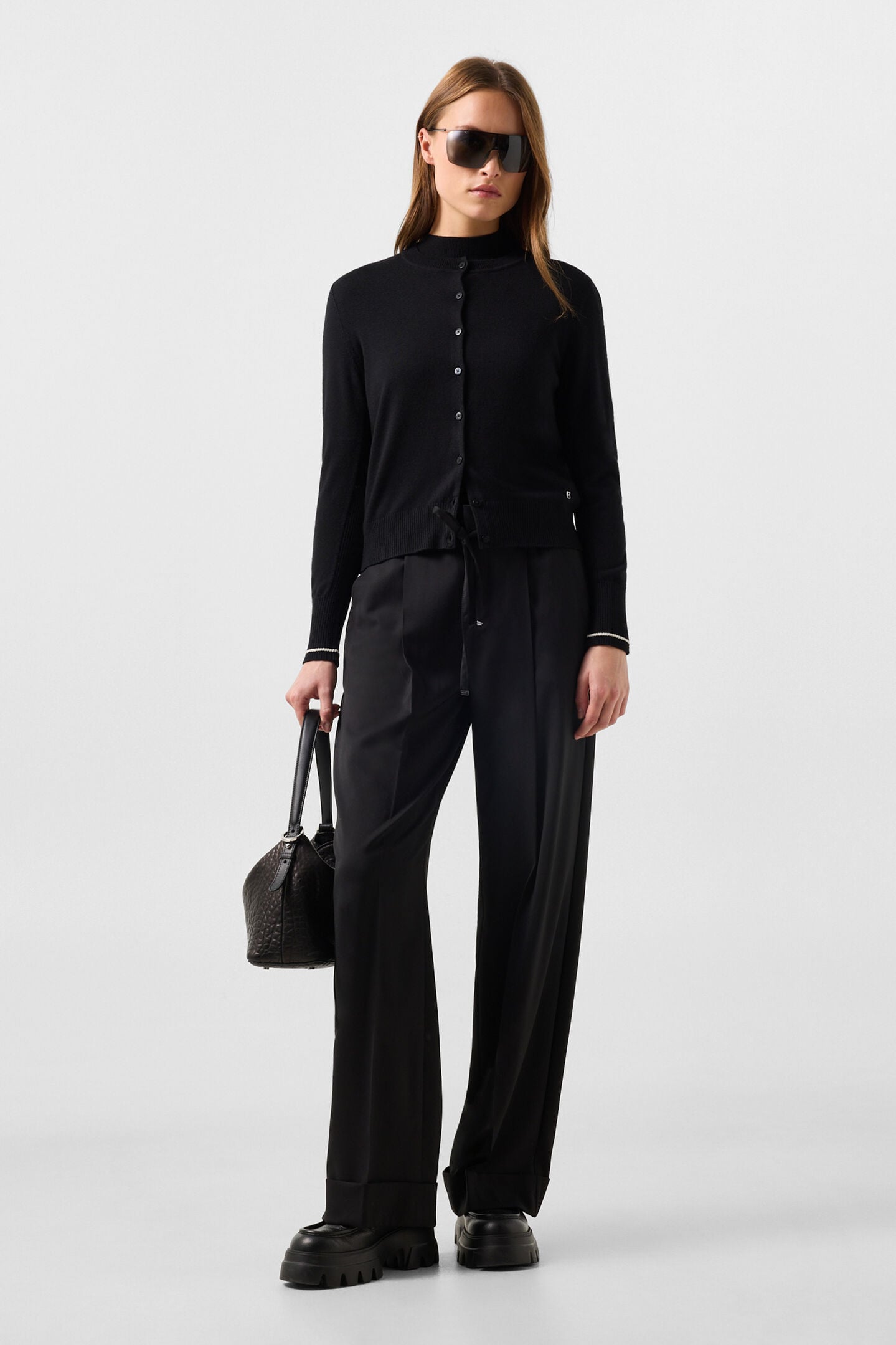 Azou virgin wool and silk knit jacket Black