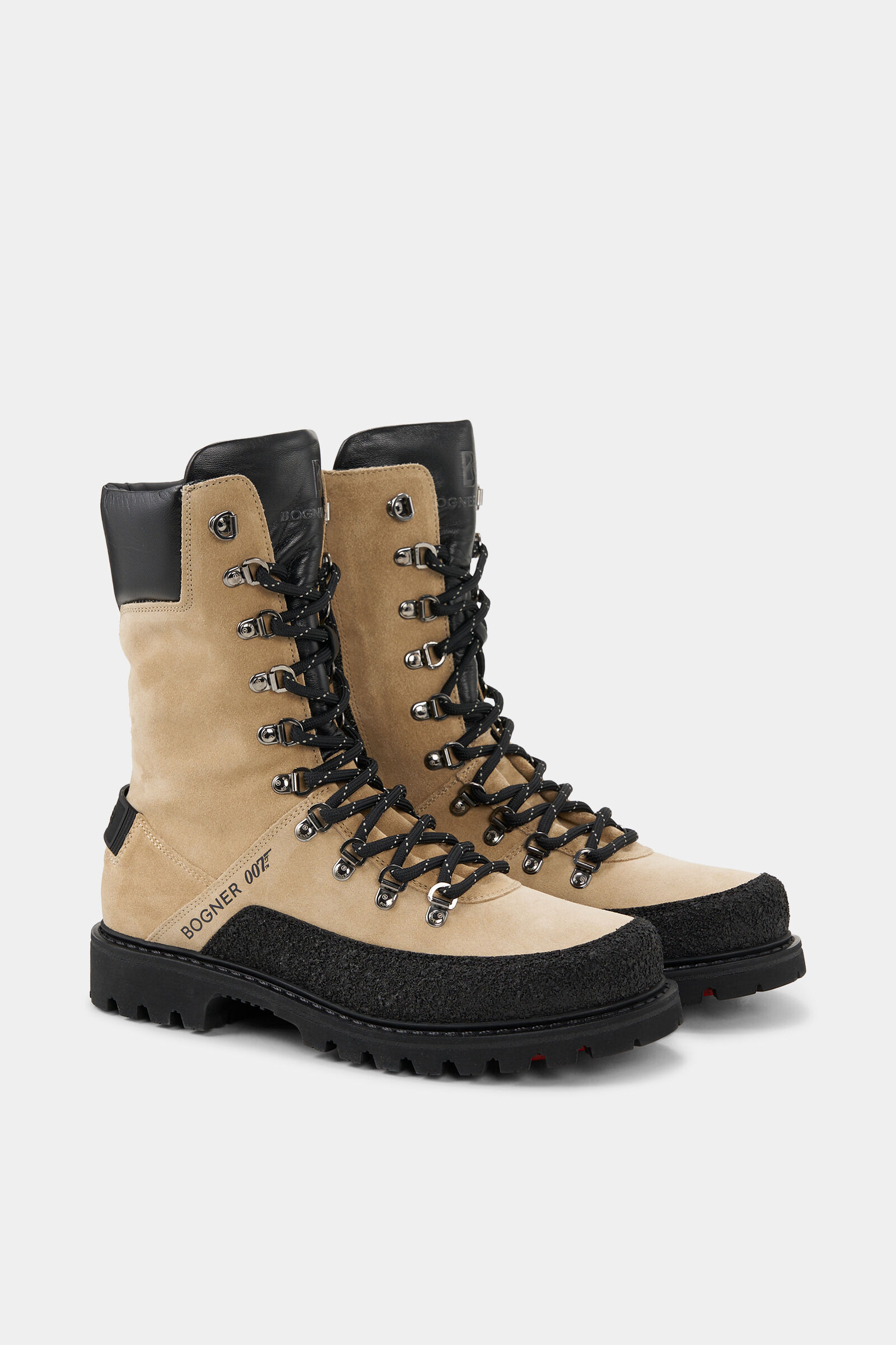 Lace-up boots Helsinki 007 with spikes Beige/black