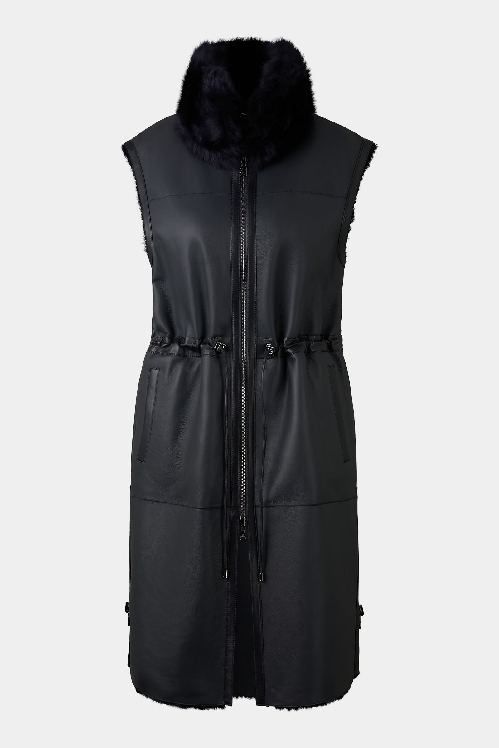 Reversible lambskin waistcoat Pepita Navy blue