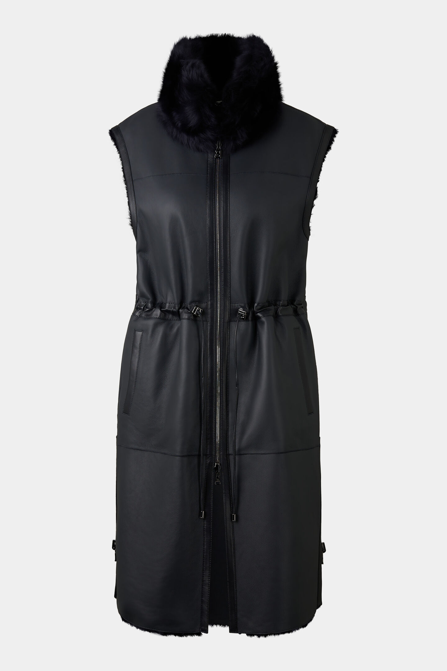 Reversible lambskin vest Pepita Navy blue