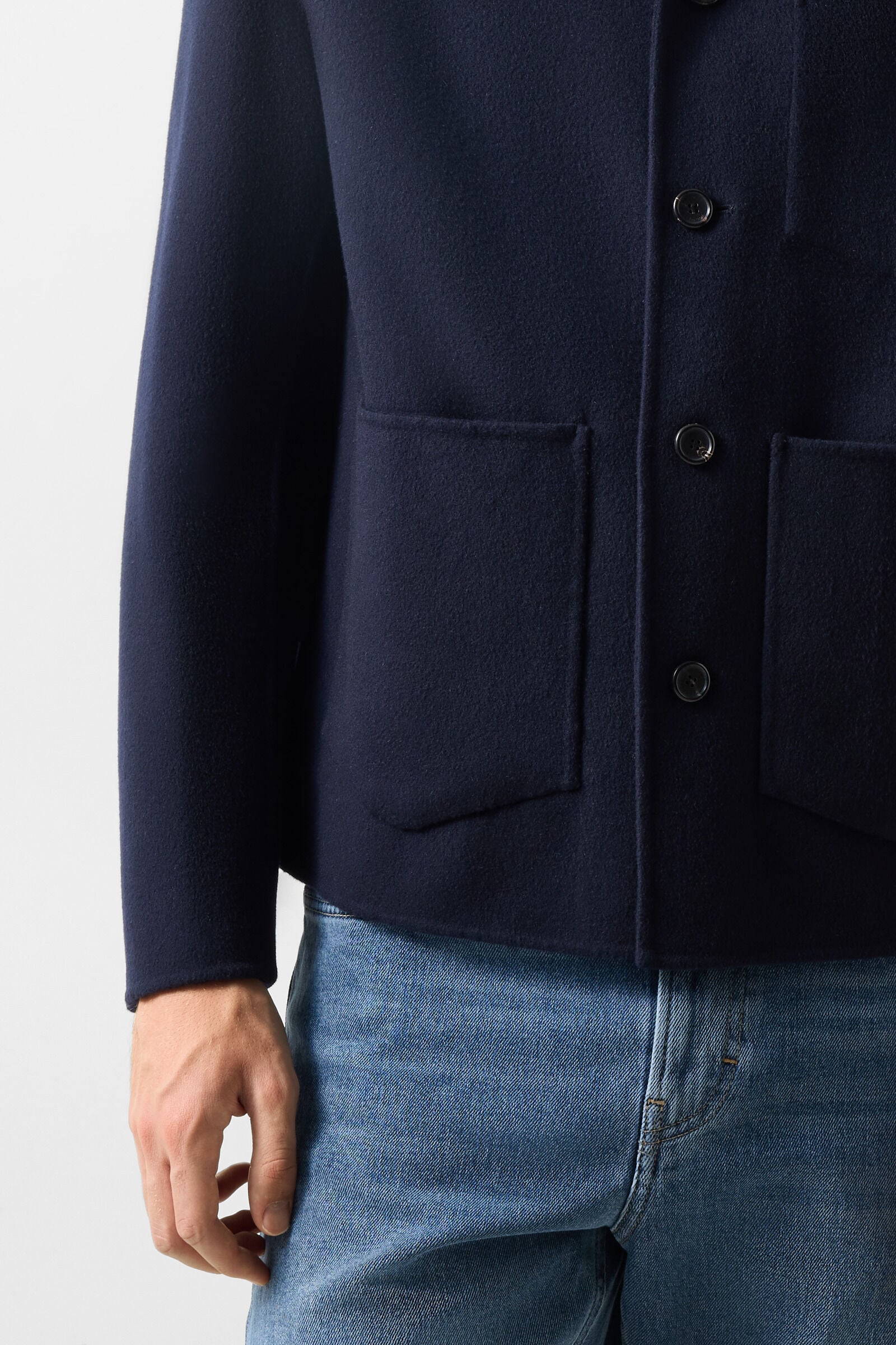 Doubleface-Woll-Hemdjacke Mirco Navy