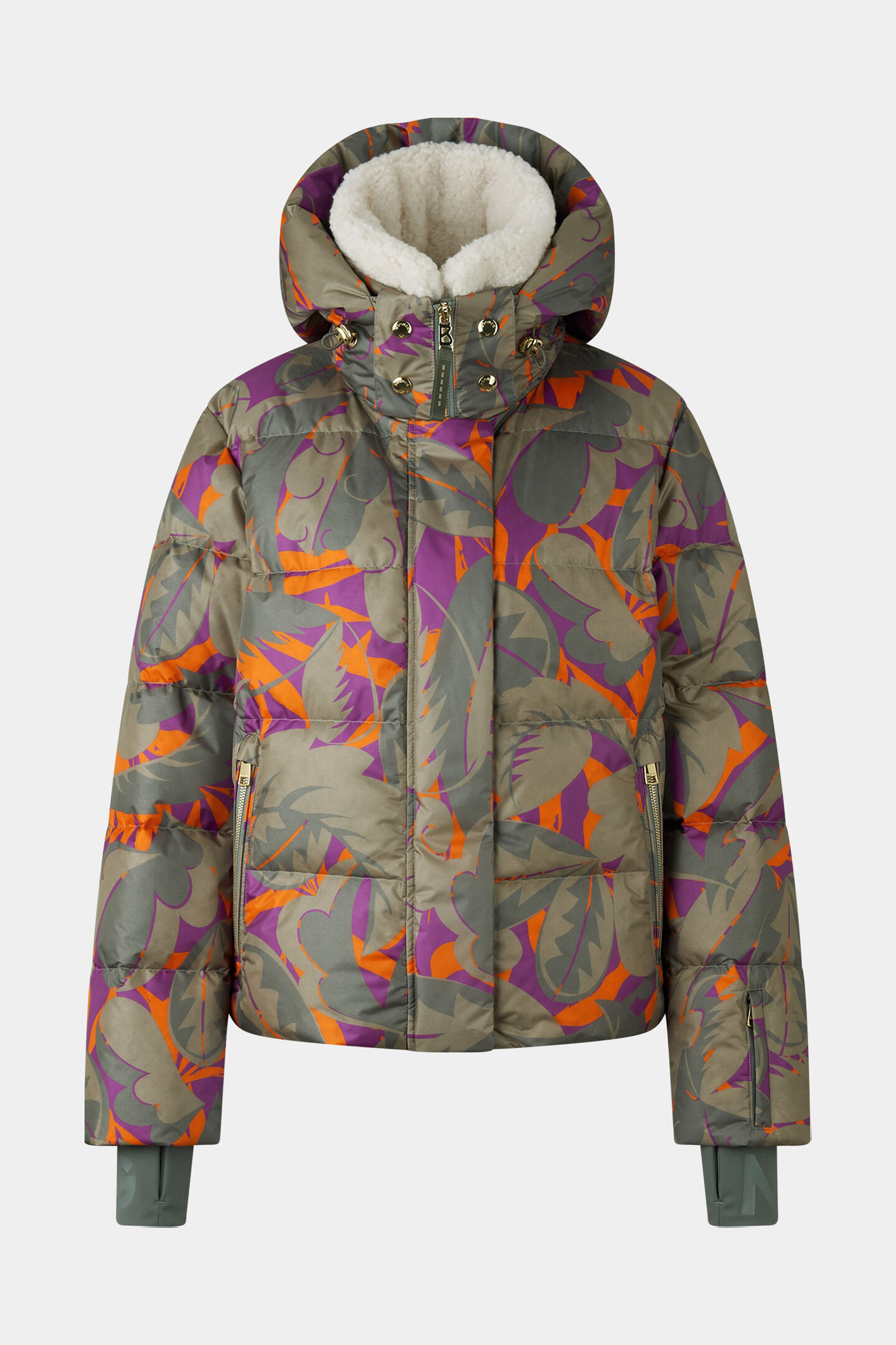 Maja down ski jacket Olive green/purple/orange