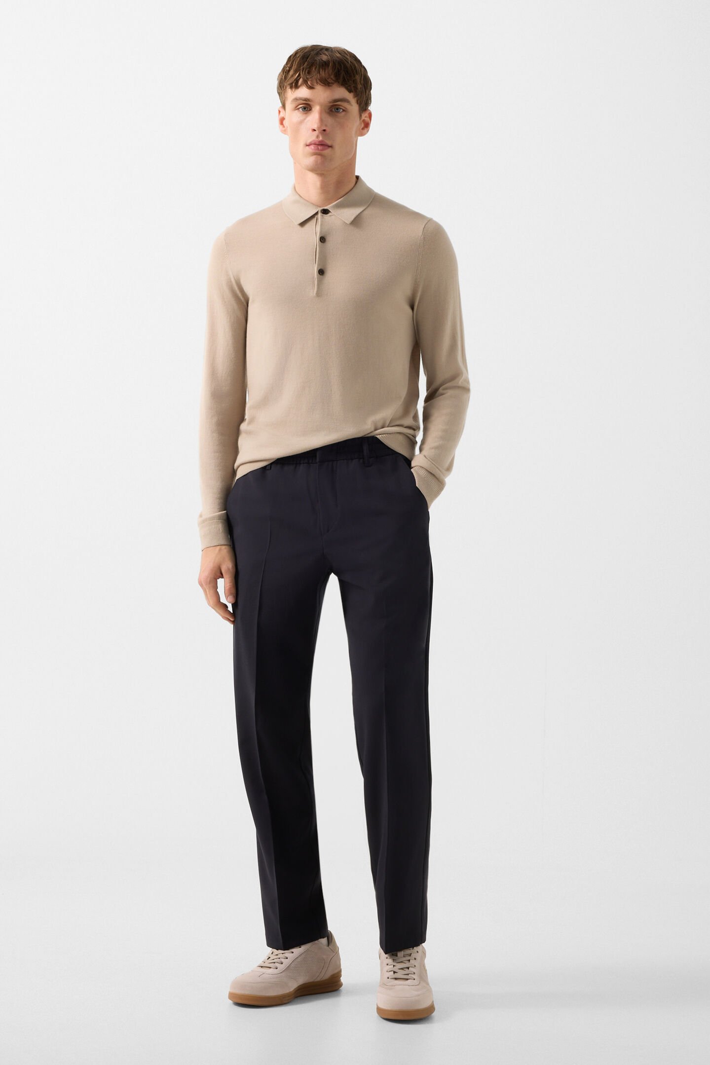 Strick-Polo-Longsleeve Jake Camel