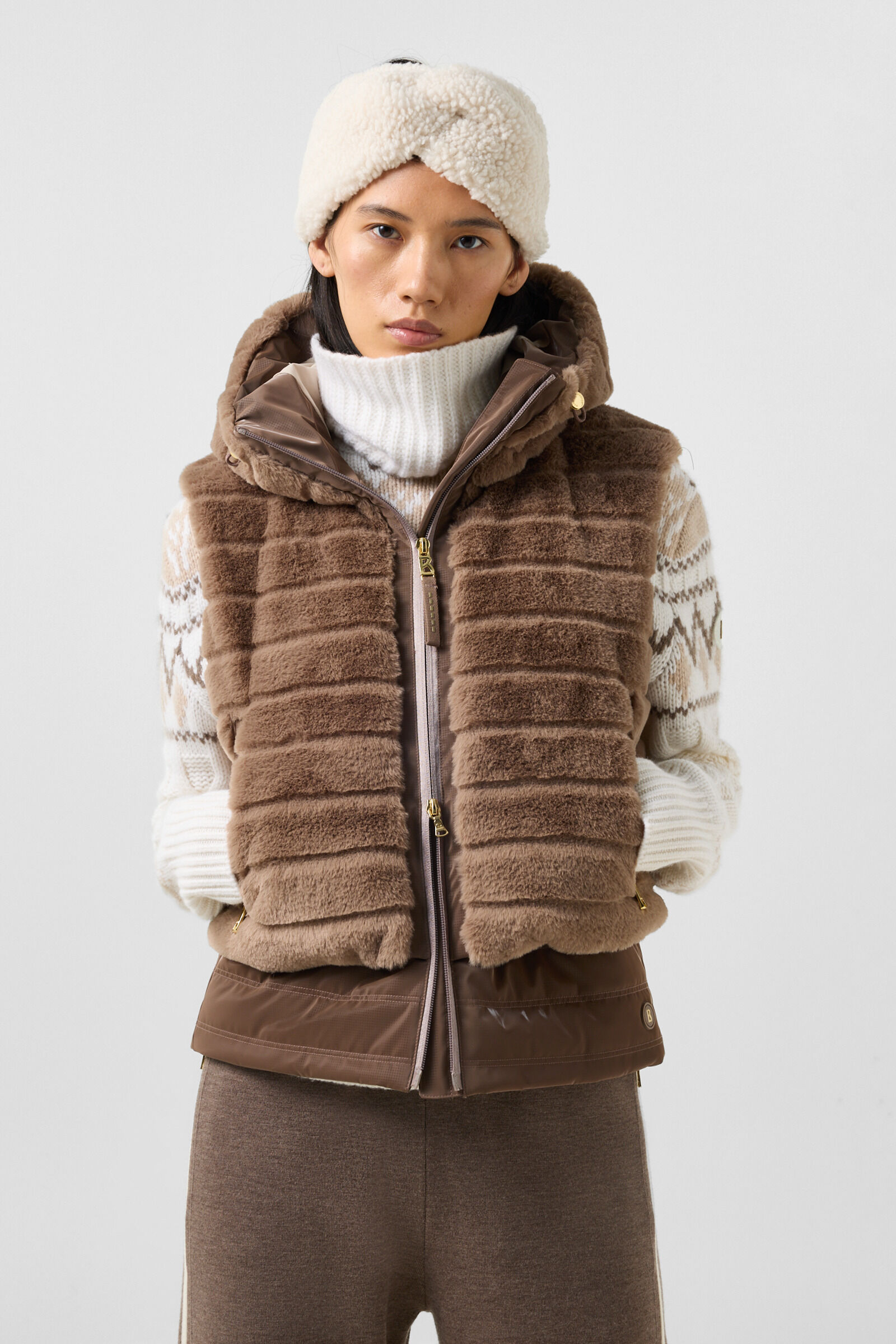 Manda Faux Fur Down Vest Hazel
