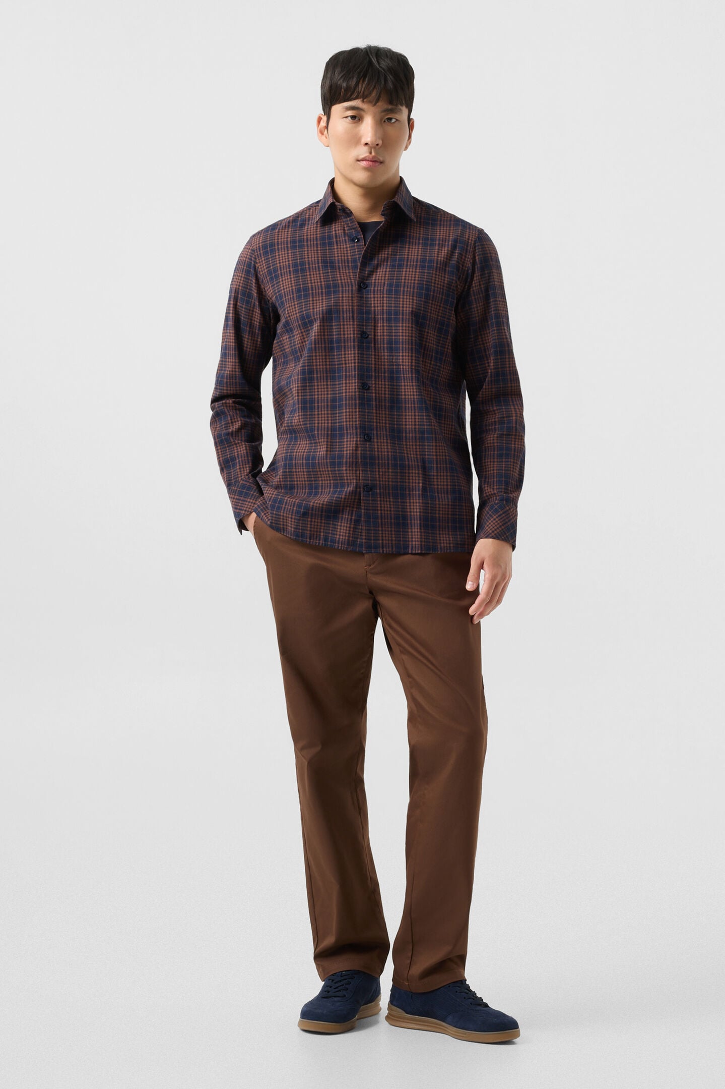 Hardy cotton shirt Brown/navy blue