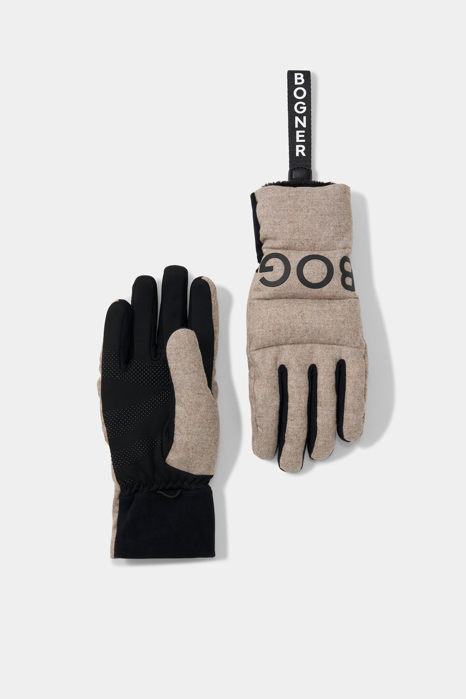 Flannel gloves Walker Greige/black