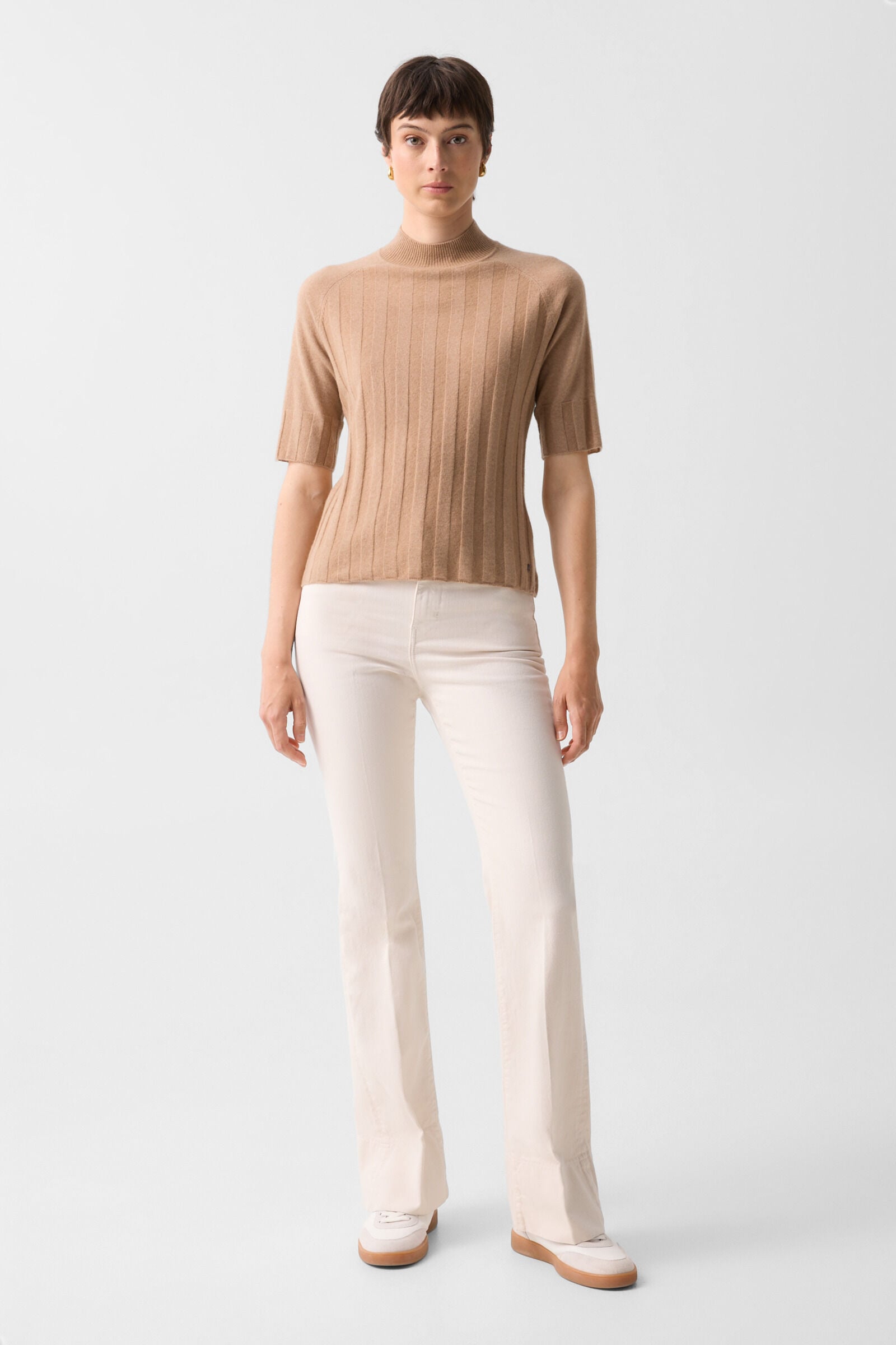 Schurwoll-Kaschmir-Shirt Tina Camel