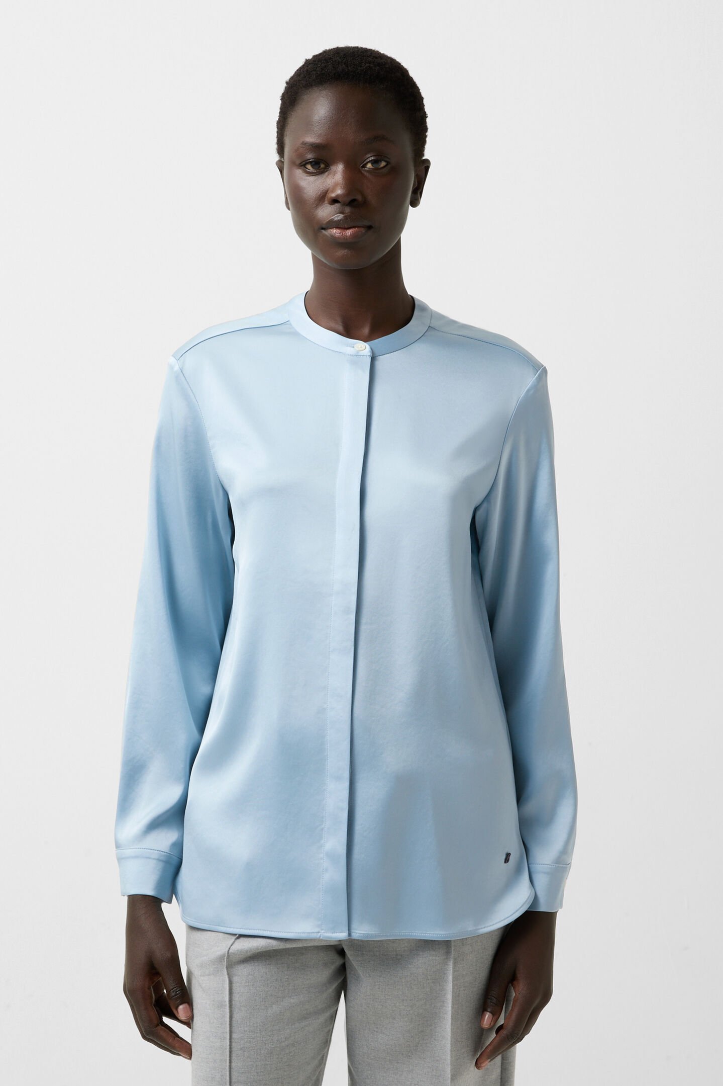 Satin-Bluse Gerrit Hellblau
