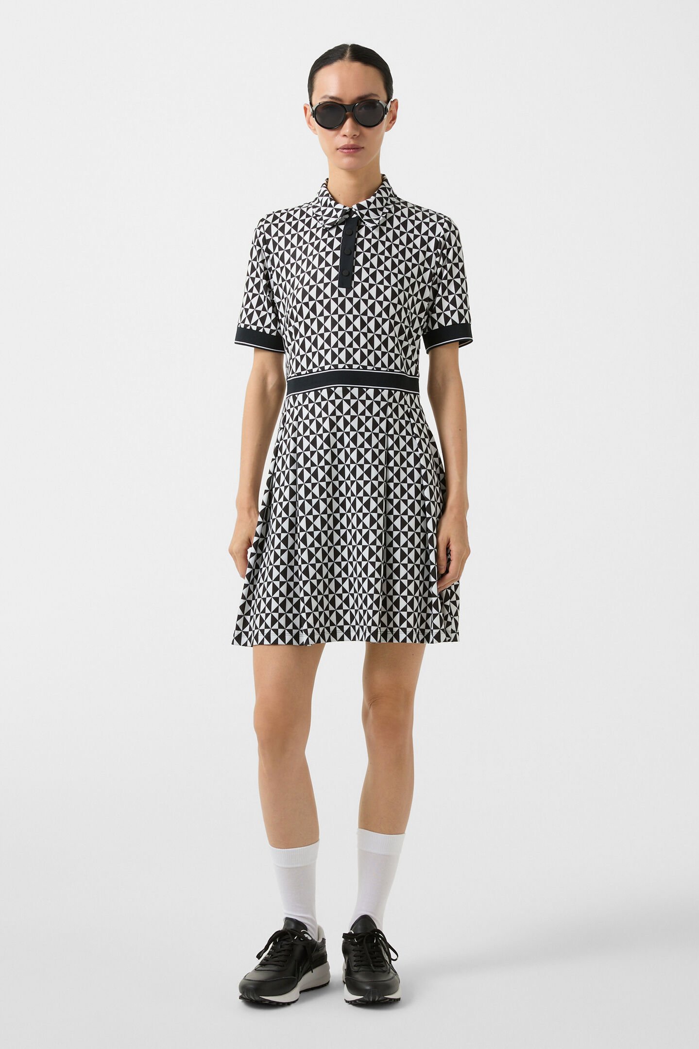 Funktions-Polo-Kleid Linny Schwarz/Weiß