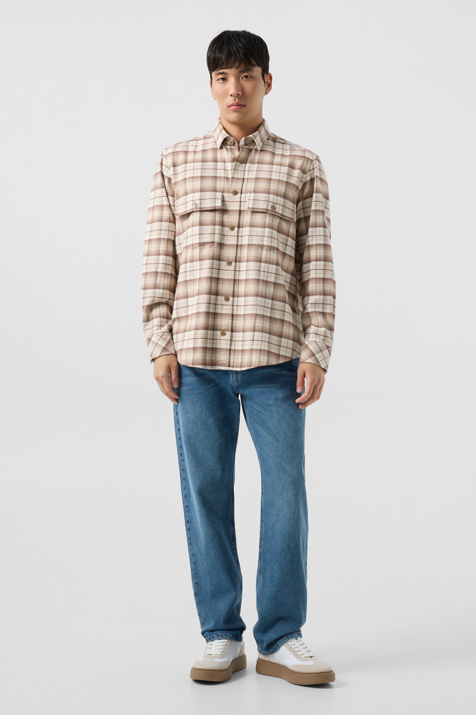 Heiko flannel shirt Brown/Beige