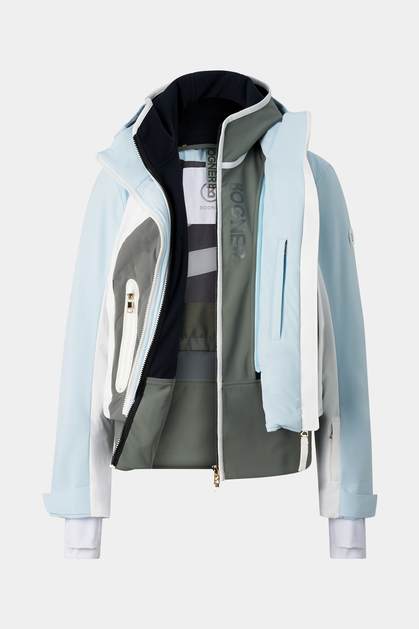 Skijacke Sara Hellblau/Oliv