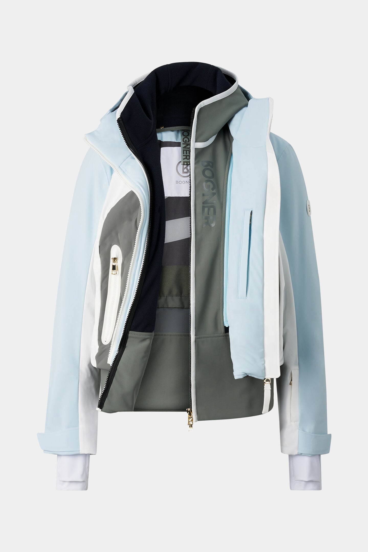 Skijacke Sara Hellblau/Oliv