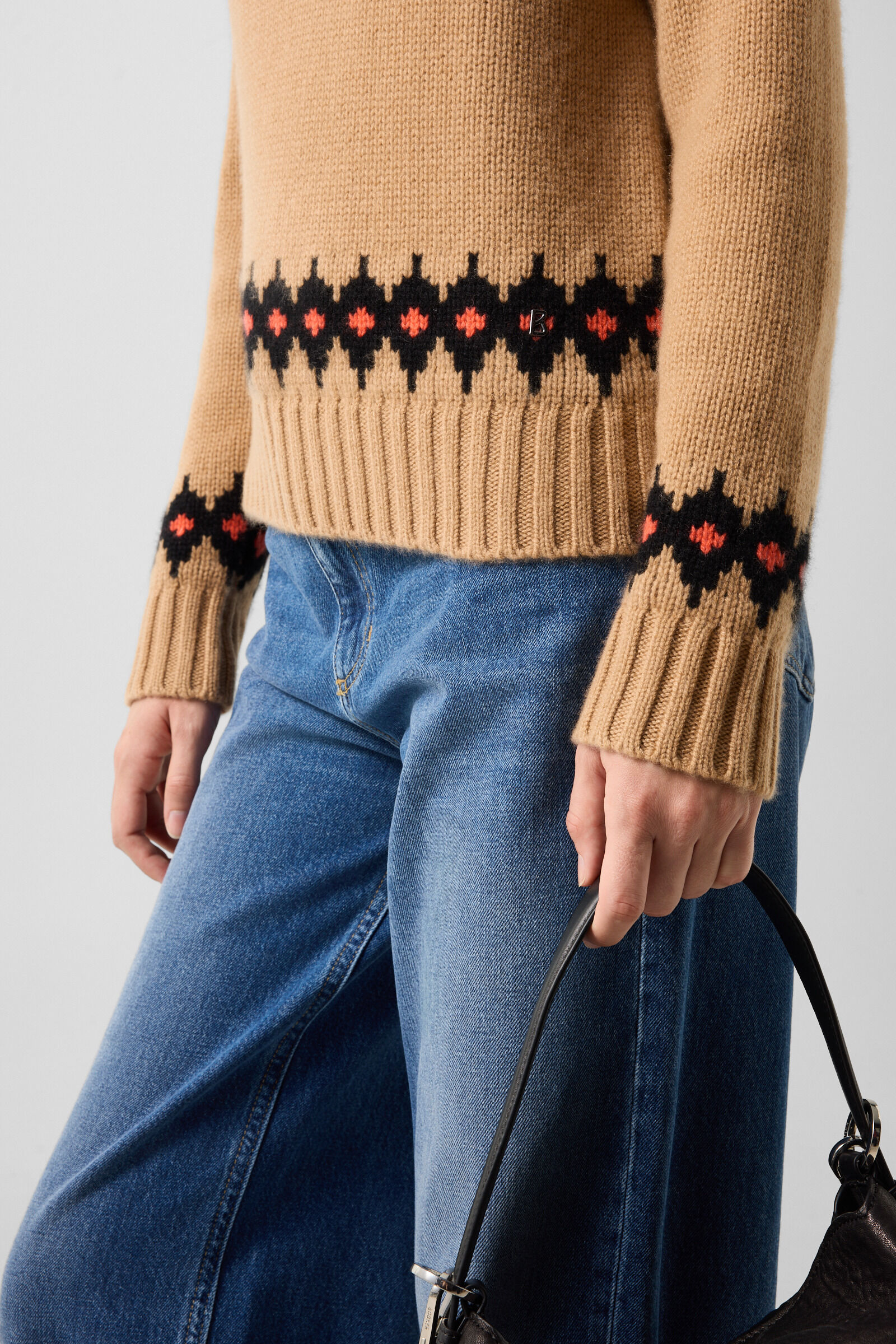 Ingrid cashmere jumper and Norwegian-style jumper Camel/Brown/Orange