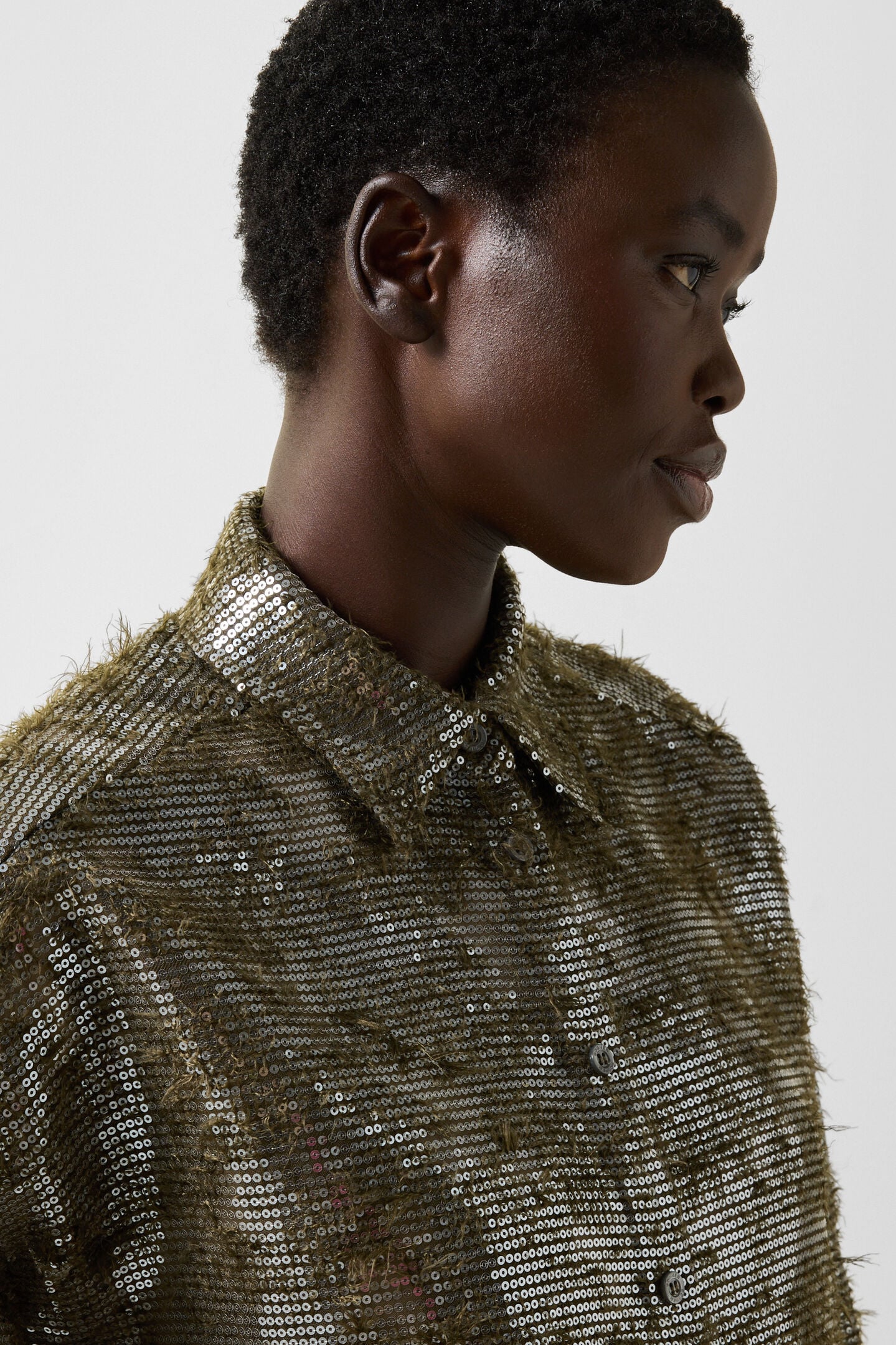 Florence Sequin Shirt Blouse Olive