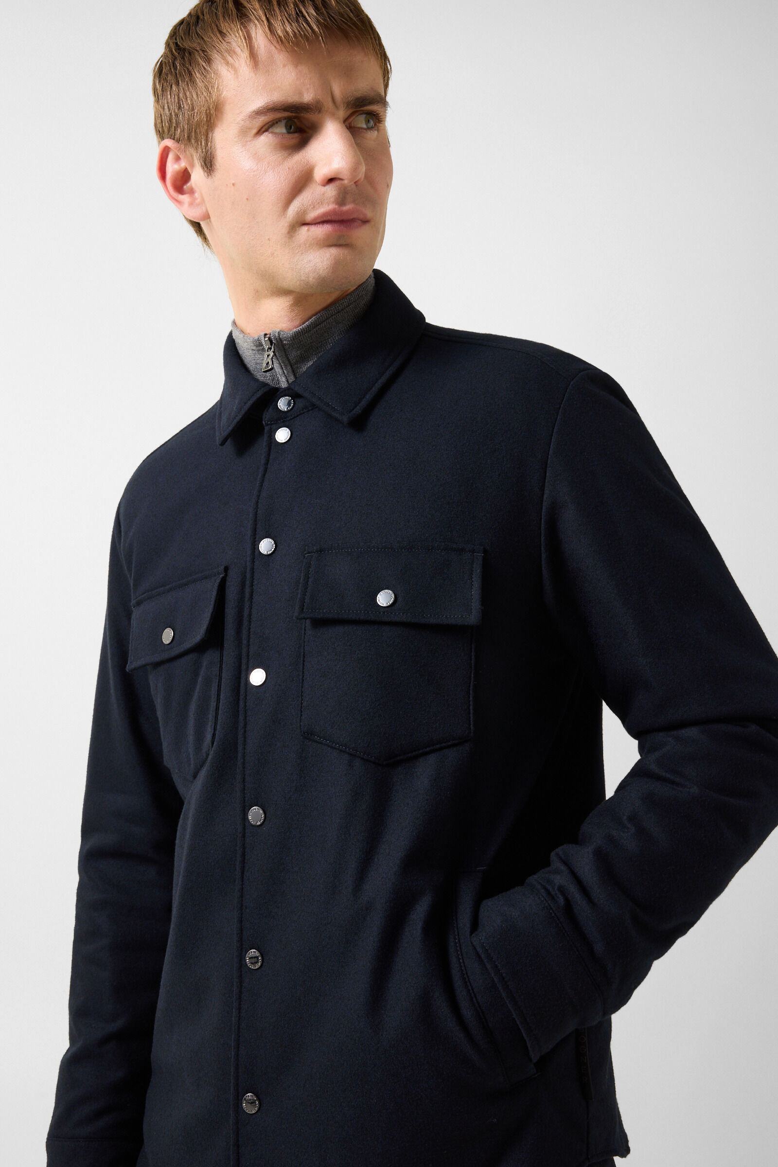 Olli wool mix shirt jacket Navy