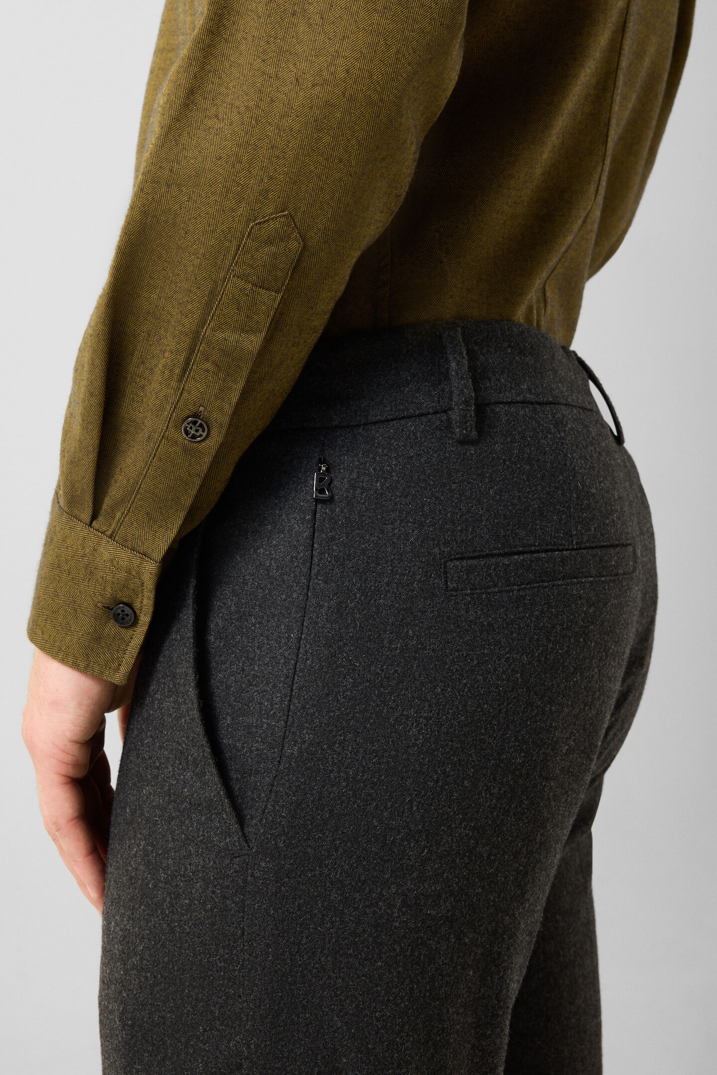 Pantalon Riley Business en m&eacute;lange de laine anthracite