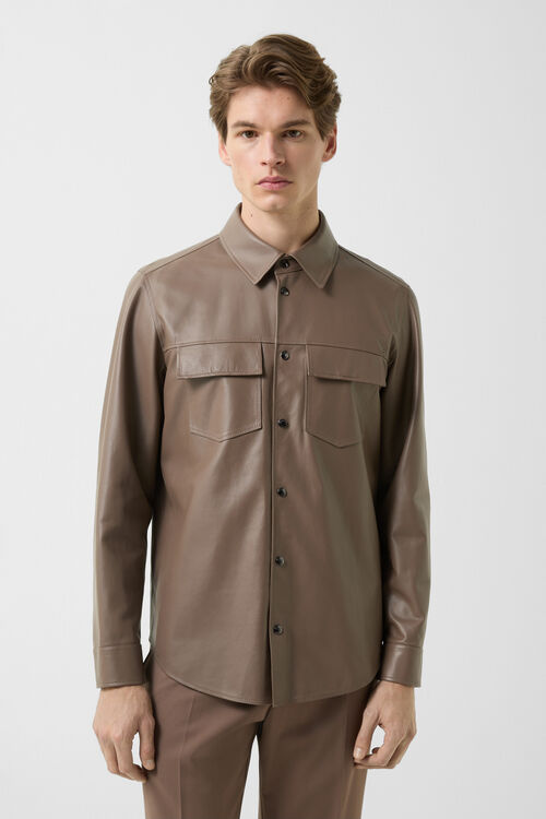 Leder-Overshirt Olli Mud