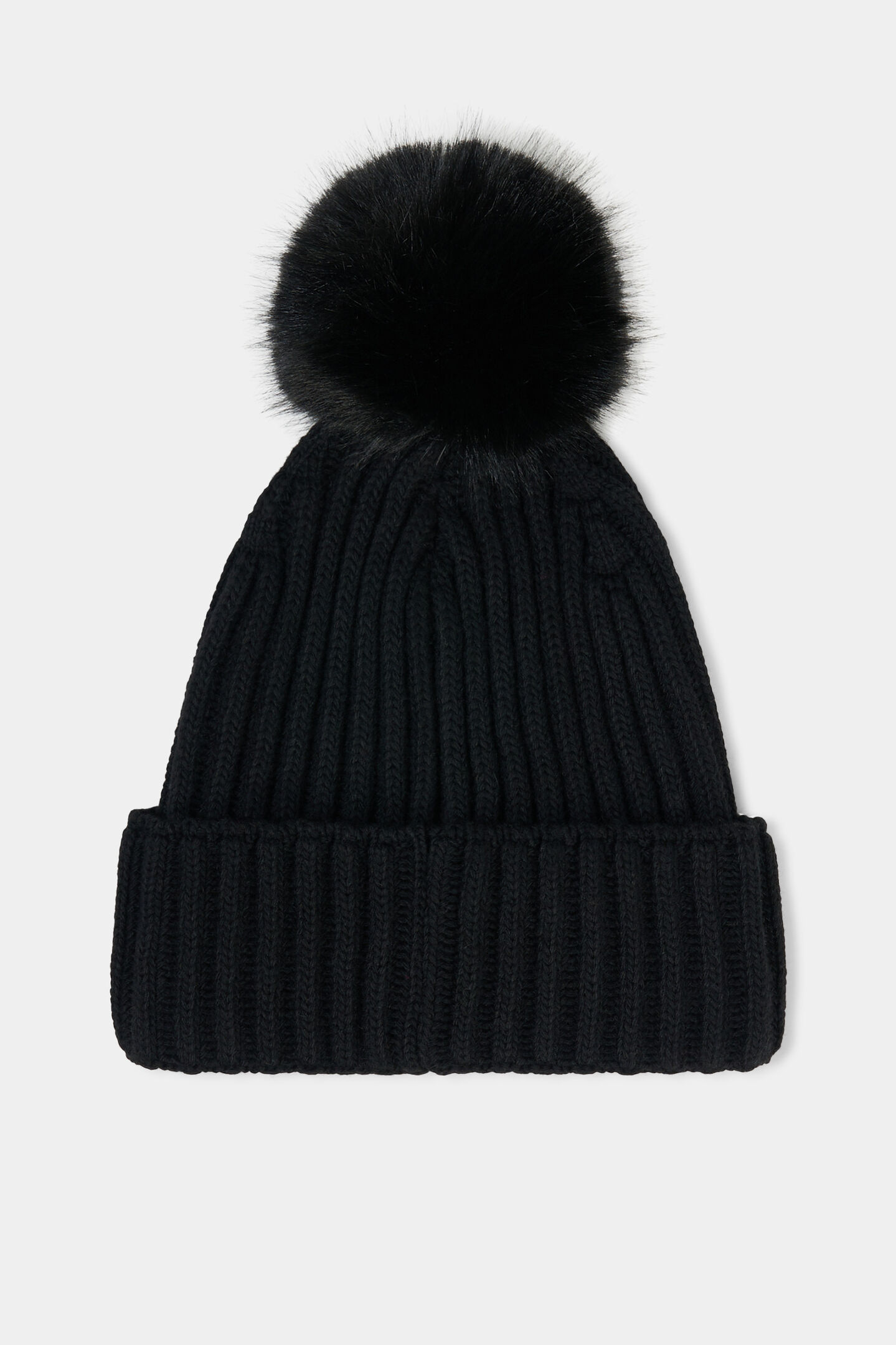 Ranya virgin wool and knitted cashmere hat Black
