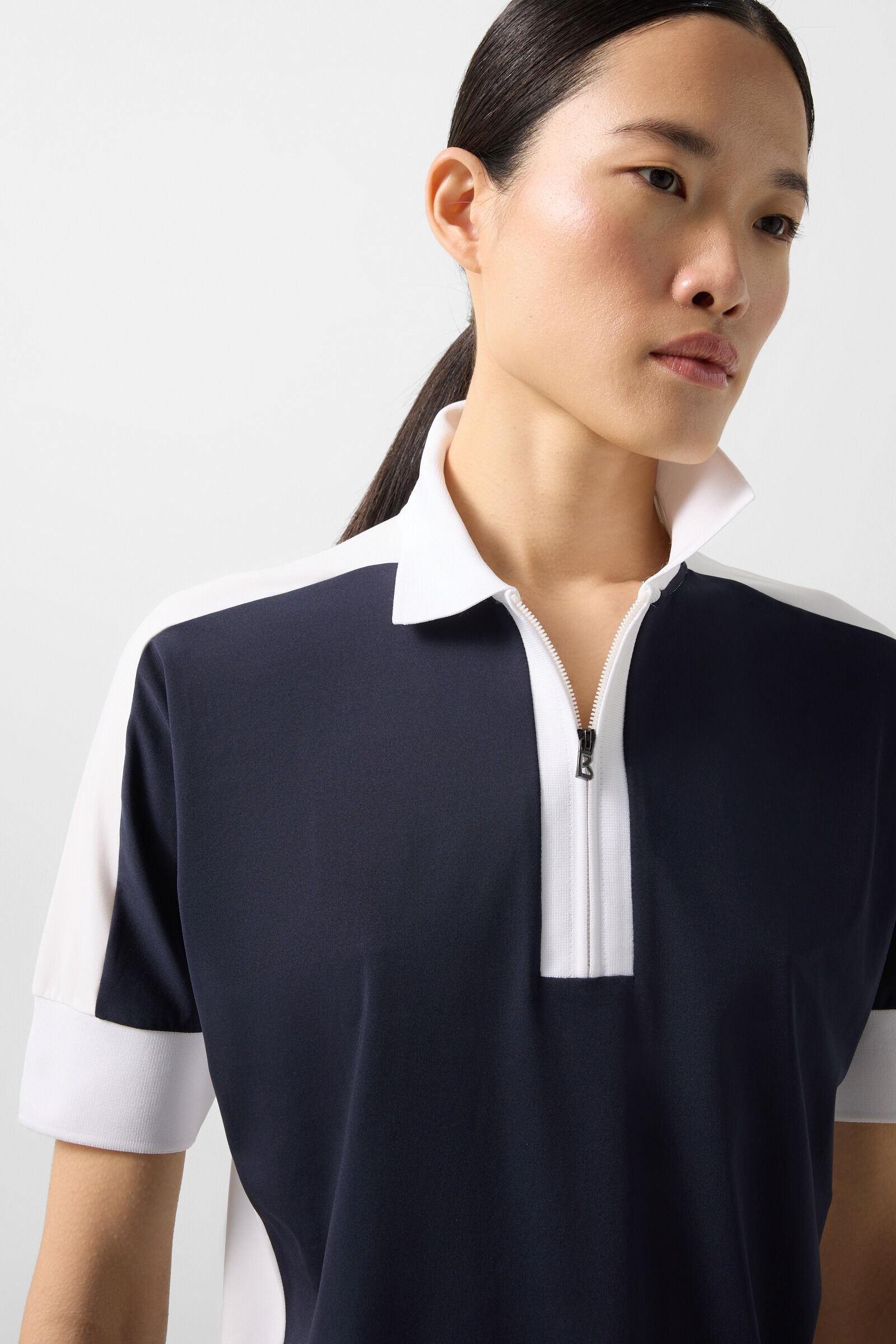 Arabell functional short-sleeved top Navy blue/white