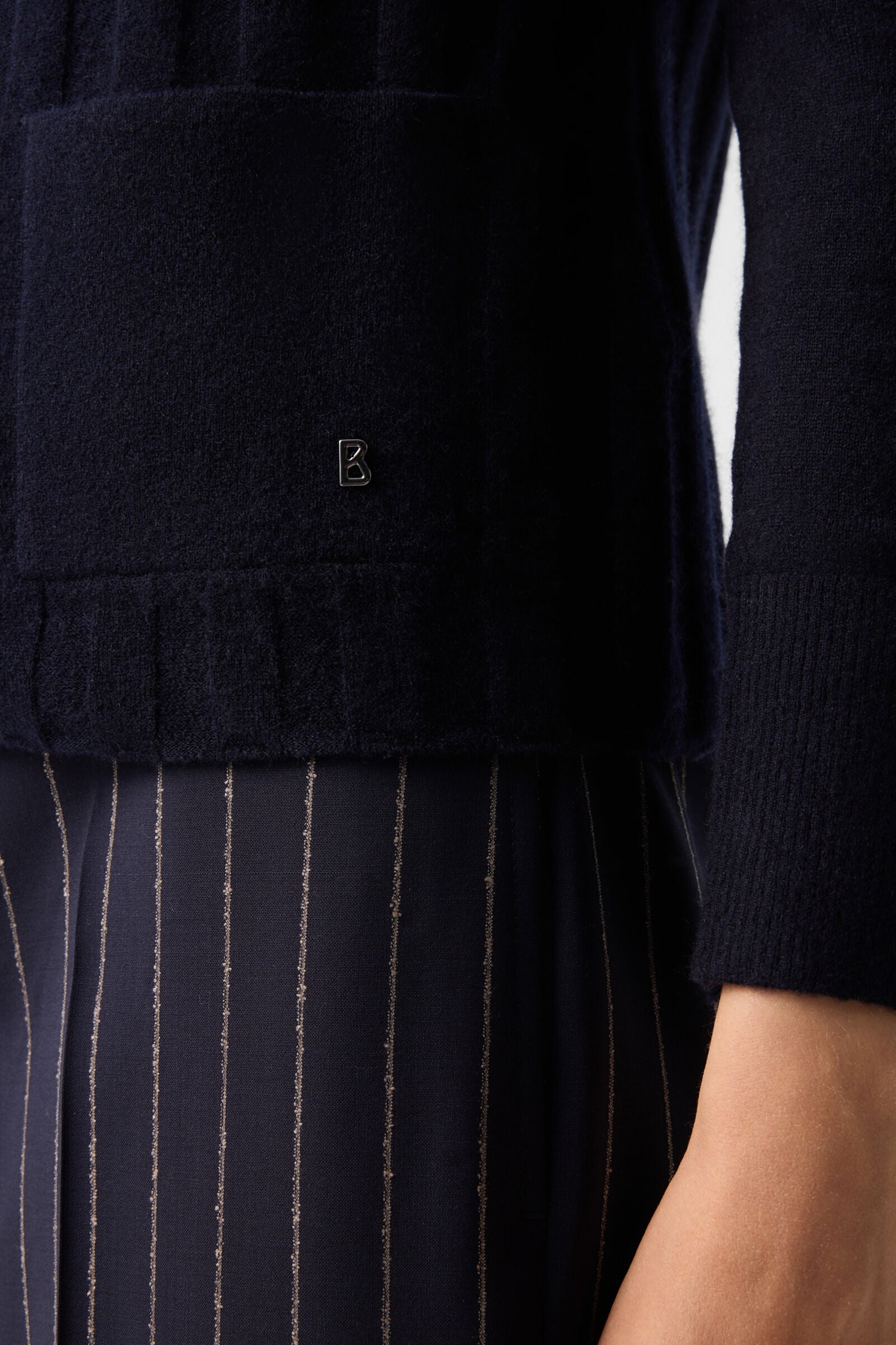 Schurwoll-Kaschmir-Cardigan Tanja Navy-Blau