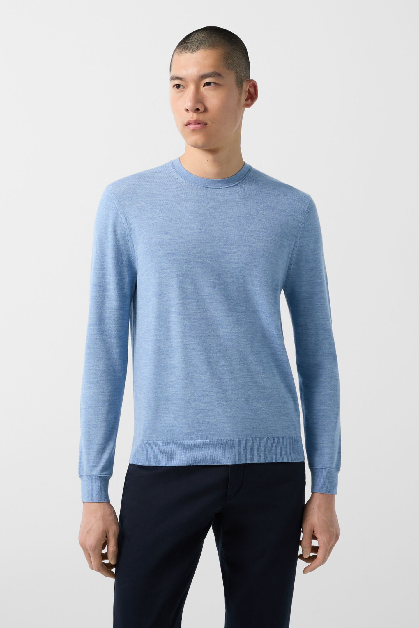 Schurwoll-Pullover Ole Hellblau