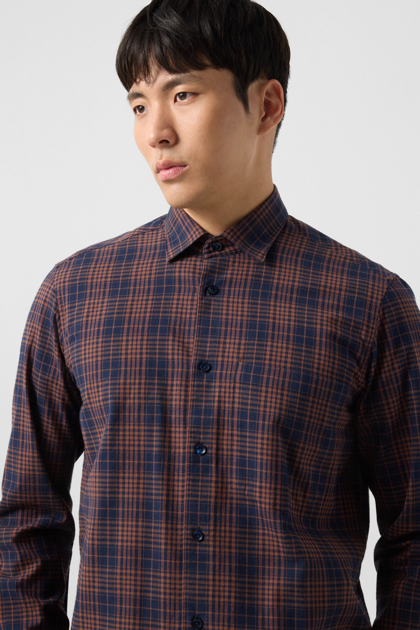 Hardy cotton shirt Brown/navy blue