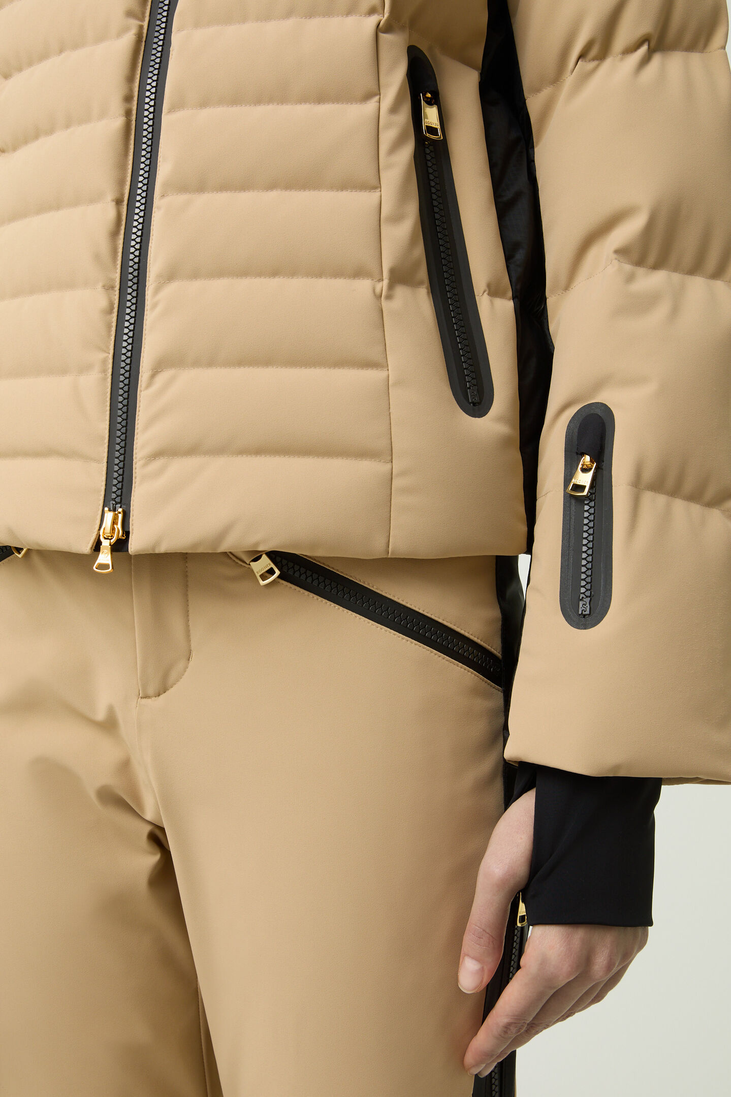 Ski-Daunenjacke Bond Beige/Schwarz