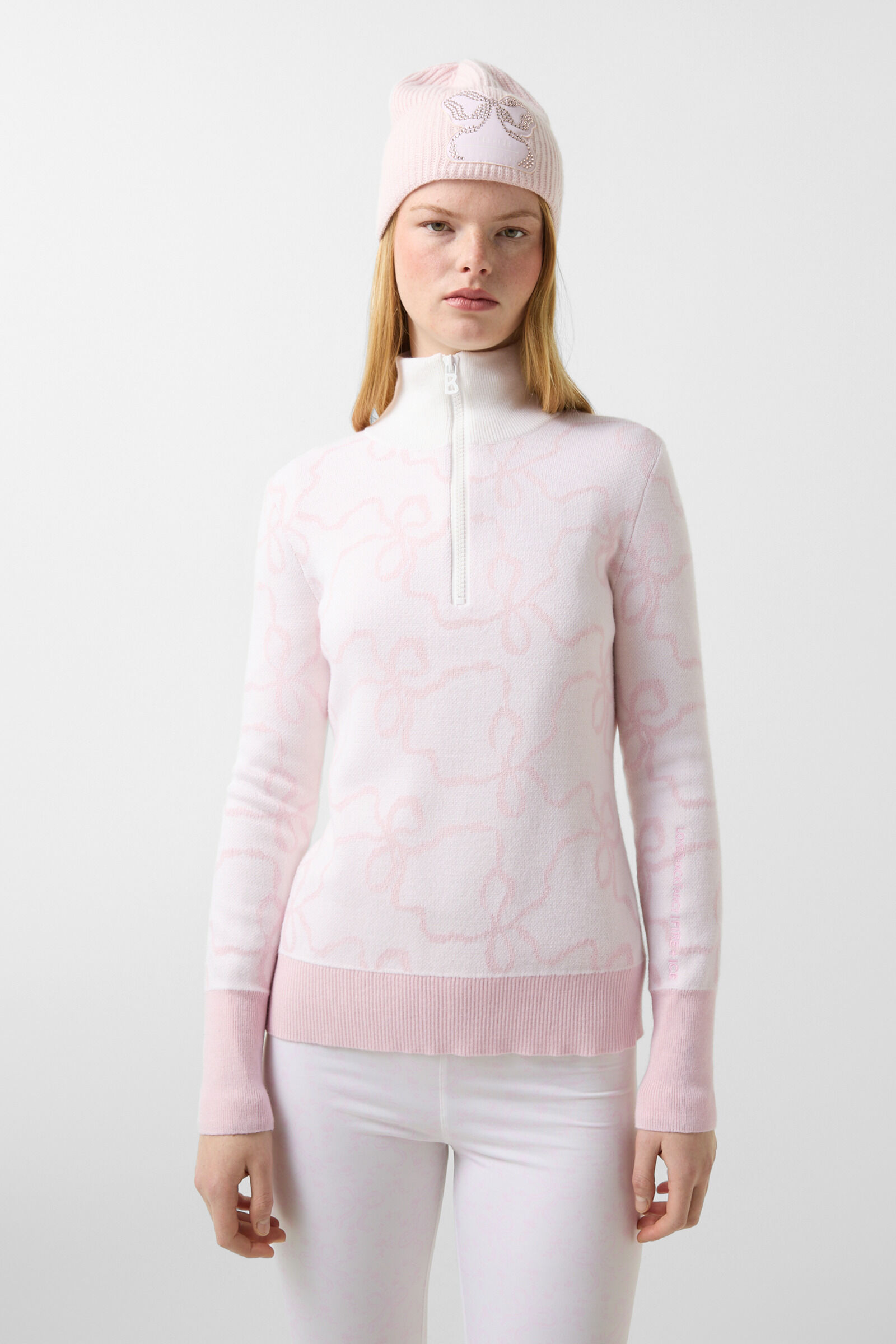 Knitted troyer Azra Pink/Off-White
